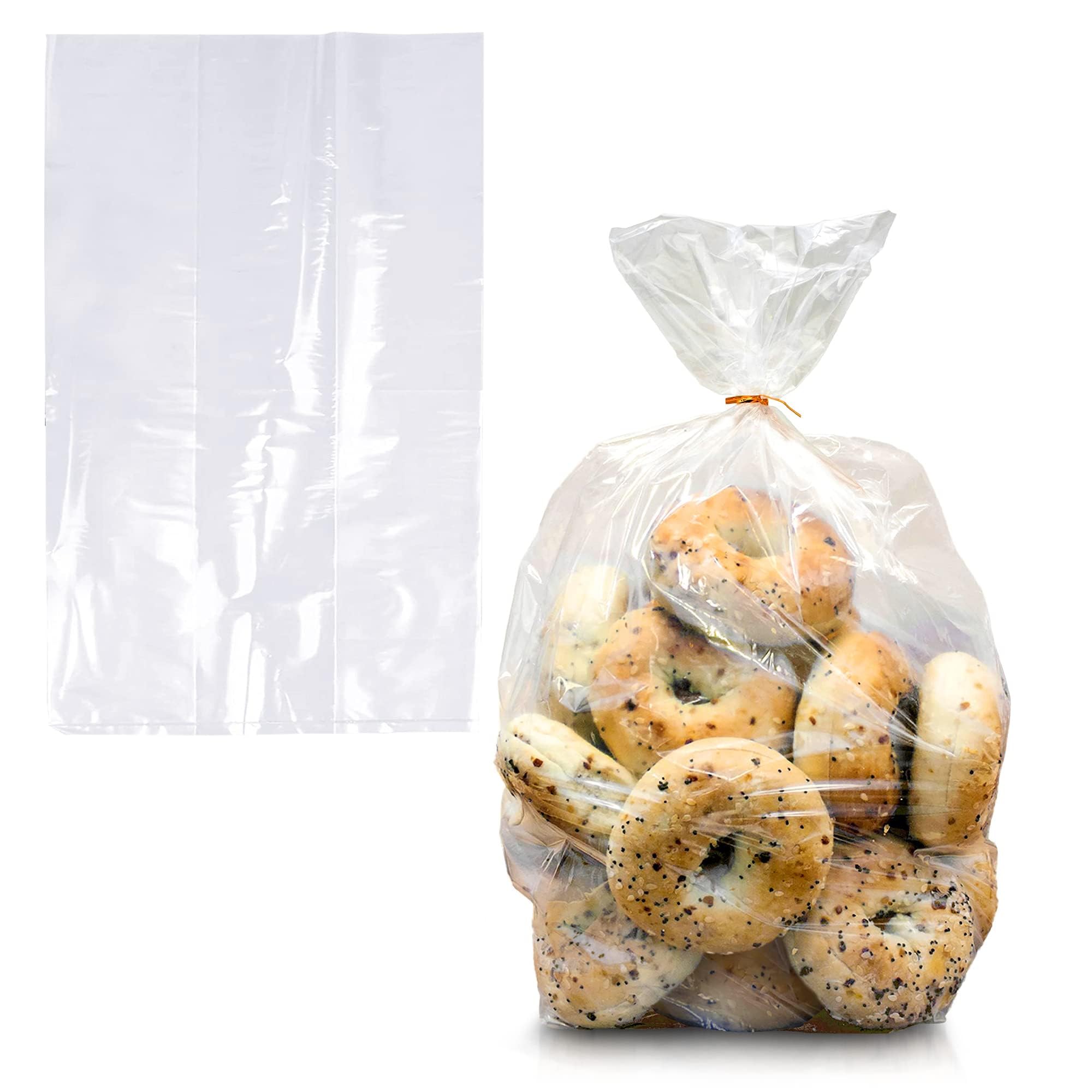 APQ Clear Gusseted Poly Bags 12x8x30 Inches - 250 Pack Waterproof Flat Bottom Plastic Bags with Open Top - 2 Mil Thick Clear Packaging Bags for Popcorn, Cookies, Bread - Perfect for Party Favors, Bakery Storage & Retail Packaging