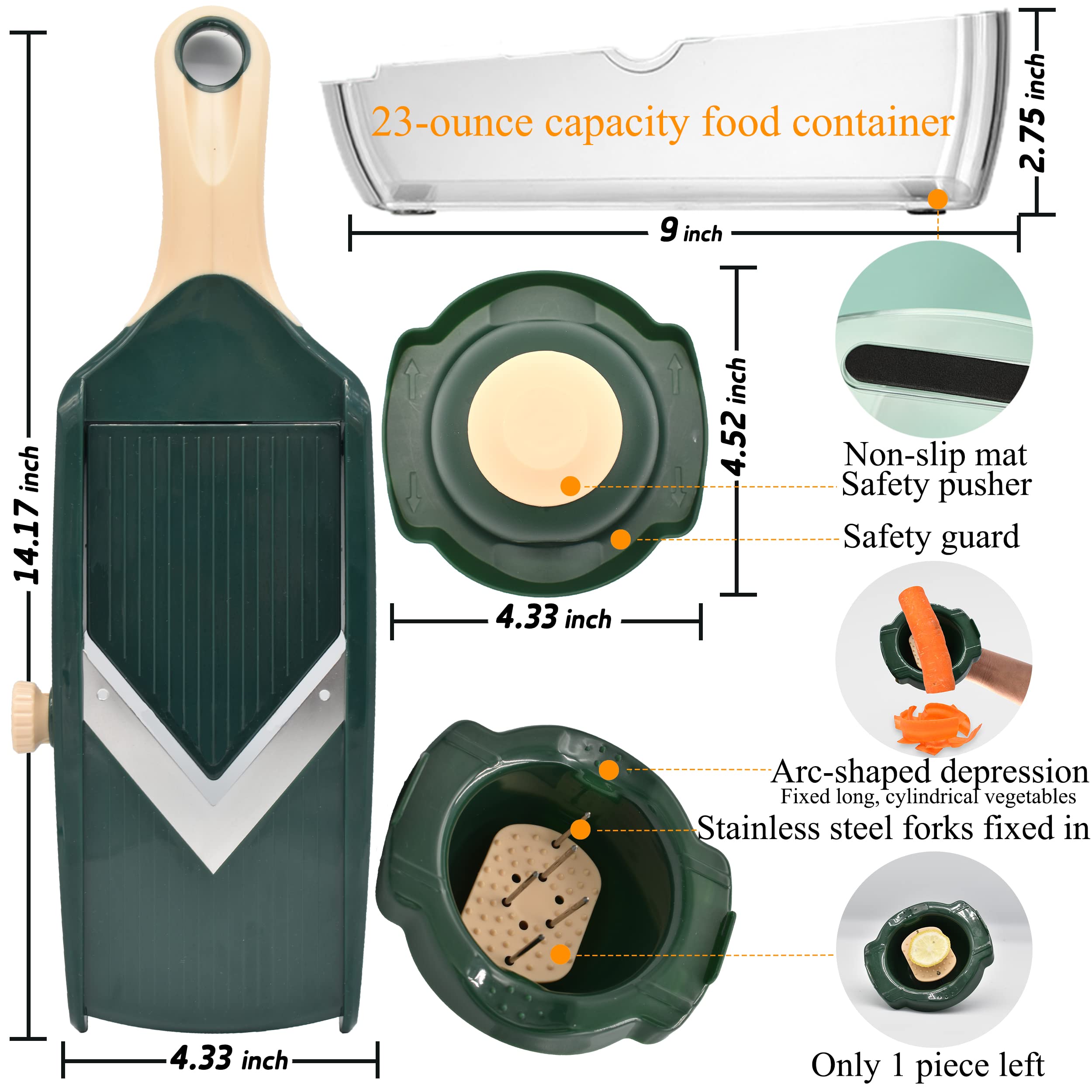 Ultra Sharp Vegetable Mandoline Slicer with V-Blade & Container - Perfect for Julienne Cutting Potatoes, Apples, Onions, Tomatoes | Ideal for Meal Prep, Salad Making & Professional Kitchen Use
