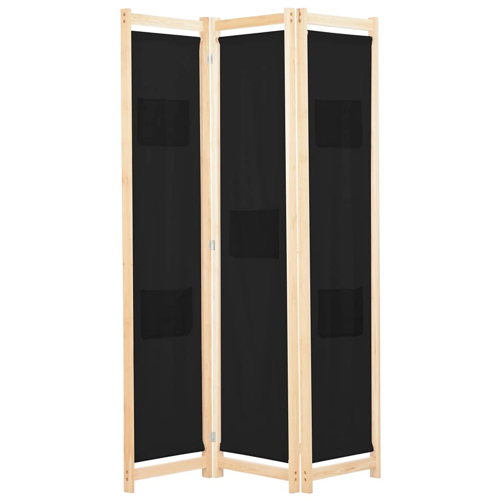 3-Panel Black Room Divider Screen 47.2