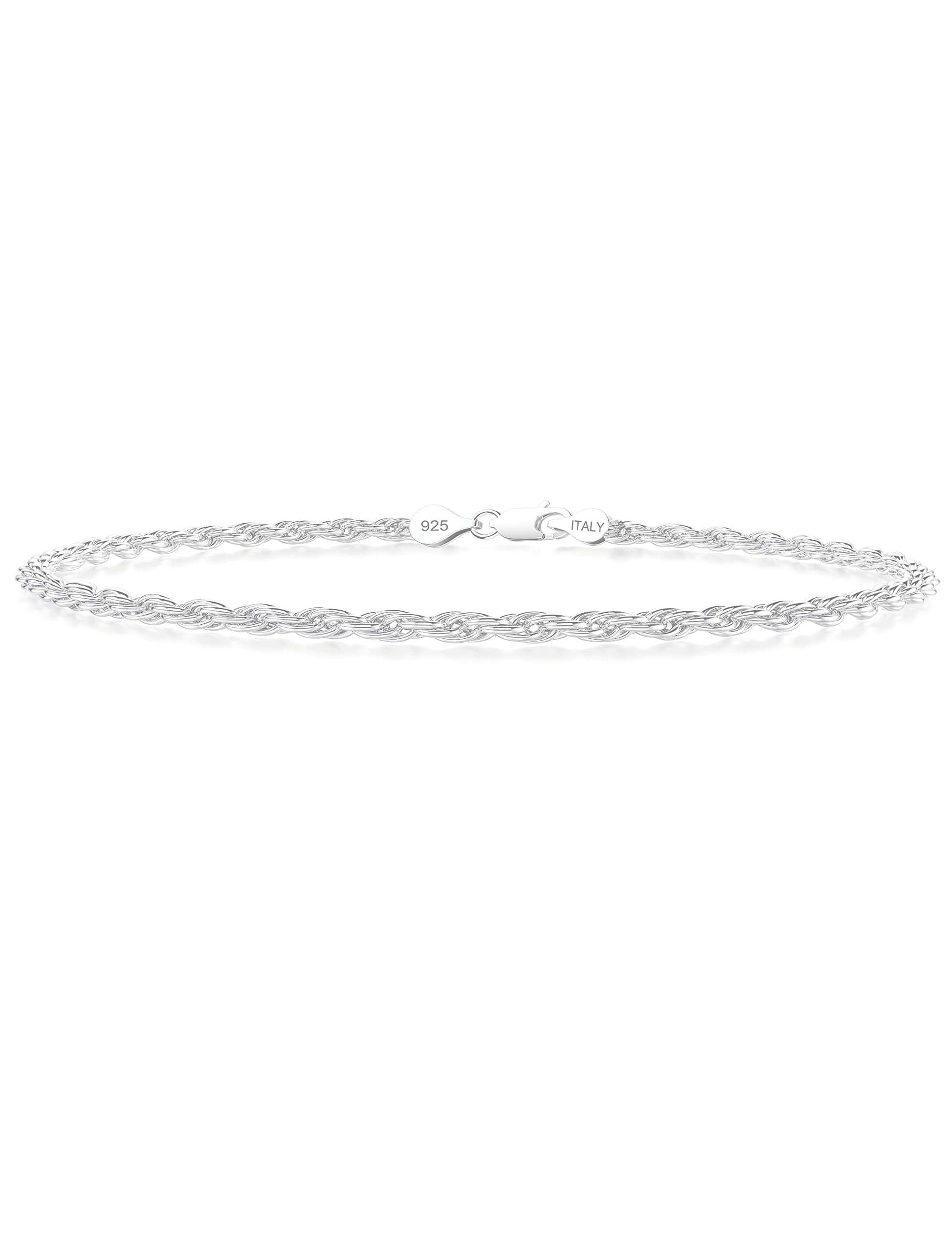 925 Sterling Silver Rope Chain Bracelet for Men & Women - 2mm/3mm/5mm Box Chain in Gold or Silver - Adjustable 6.5-9 Inches - Perfect for Everyday Wear, Gifts & Special Occasions