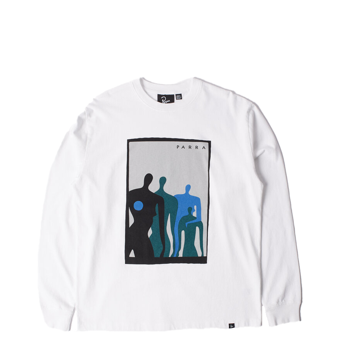 THE VISITORS Long Sleeve T-Shirt for Men - Premium White Cotton Crewneck Tee - Comfortable Casual Shirt for Everyday Wear, Street Style & Layering