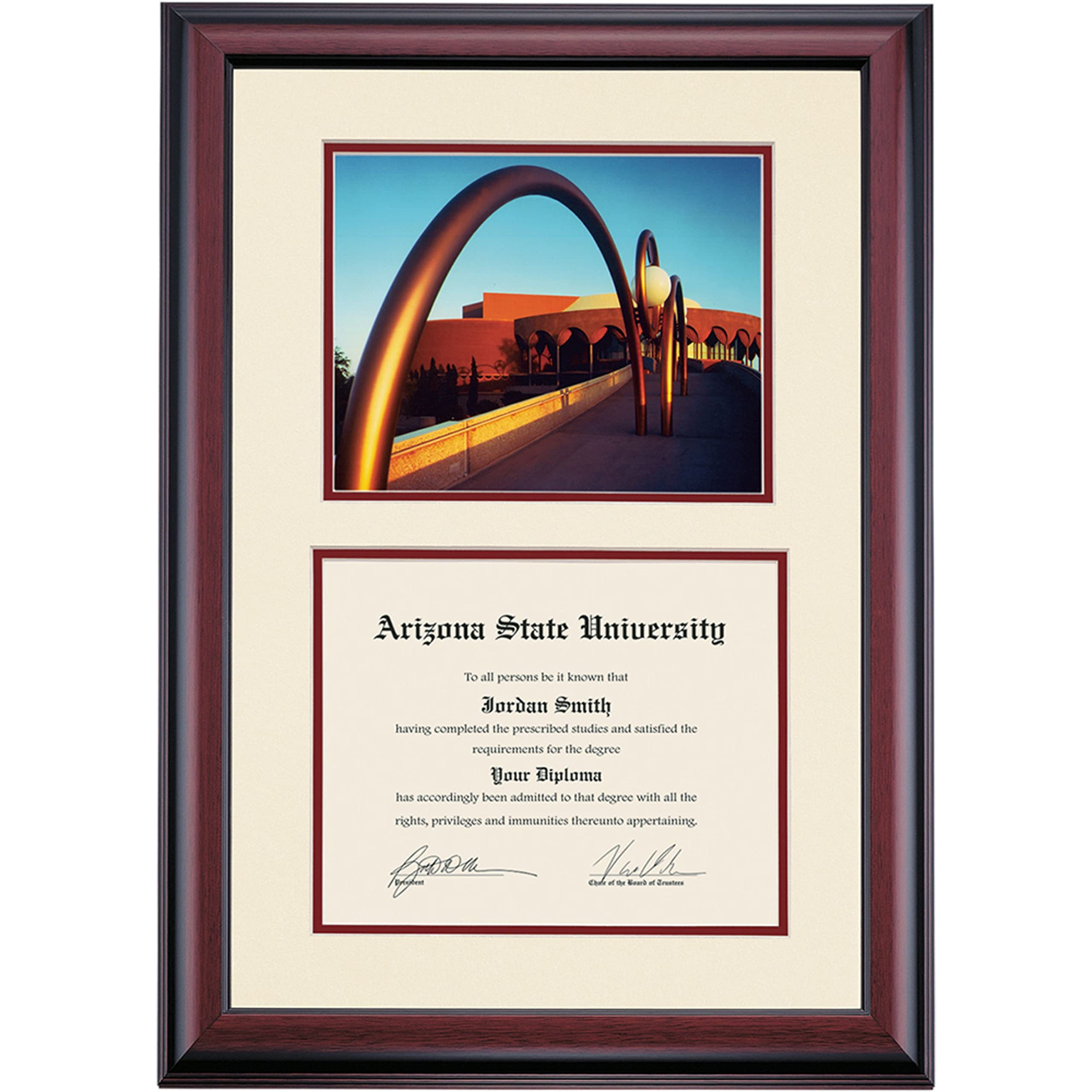 ASU Sun Devils Diploma Frame with Grady Gammage Auditorium Photo - 8.5x11 Premium Display for Arizona State University Certificates - Ivory & Maroon Mat - Perfect Graduation Gift for College Grads - Office, Home or Dorm Decor