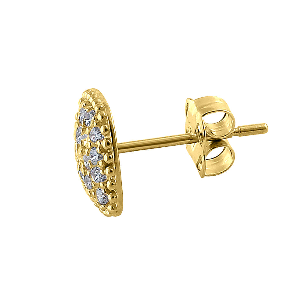 14K Yellow Gold Square Pave Round Cubic Zirconia Earrings for Women - Elegant & Durable CZ Stud Earrings for Parties, Weddings & Everyday Wear