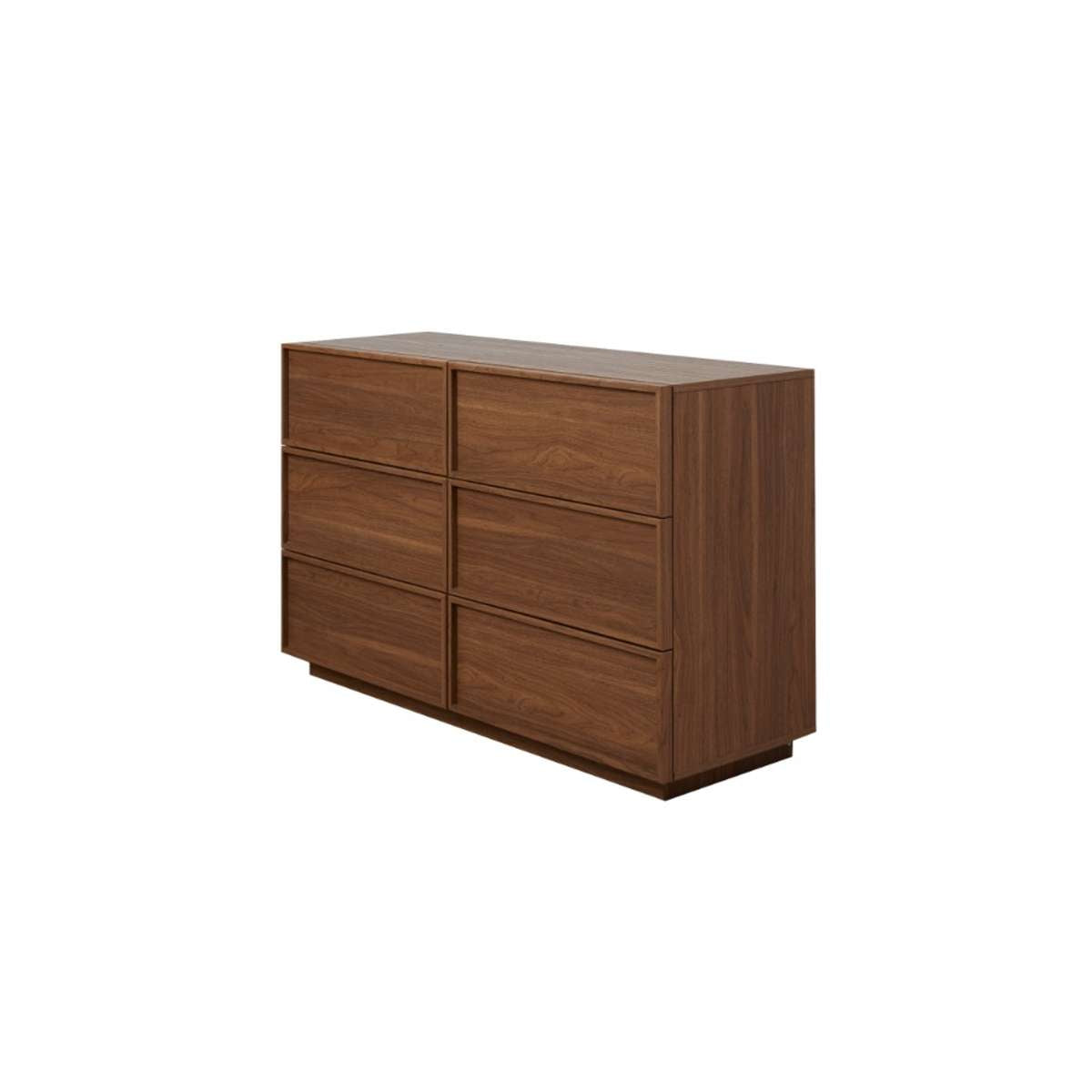 Osaka Six Drawer Walnut Dresser - Modern Wooden Chest of Drawers for Bedroom Storage & Organization | Perfect for Home, Office, or Dorm Room Furniture