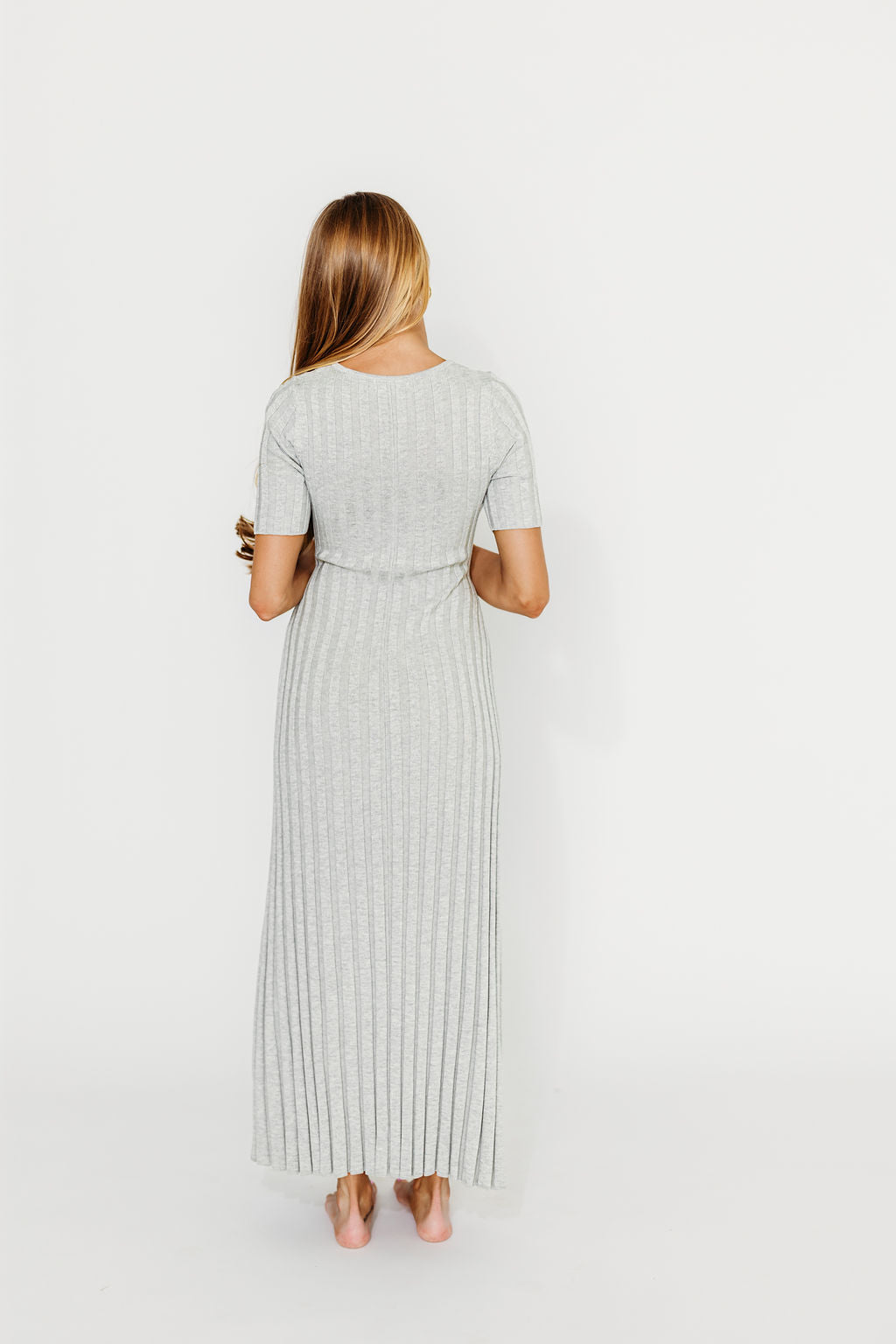 Oakley Ribbed Maxi Dress - Heather Grey Maternity Dress for Pregnancy | Bump Friendly, Comfortable & Stylish for Everyday Wear, Baby Showers & Special Occasions