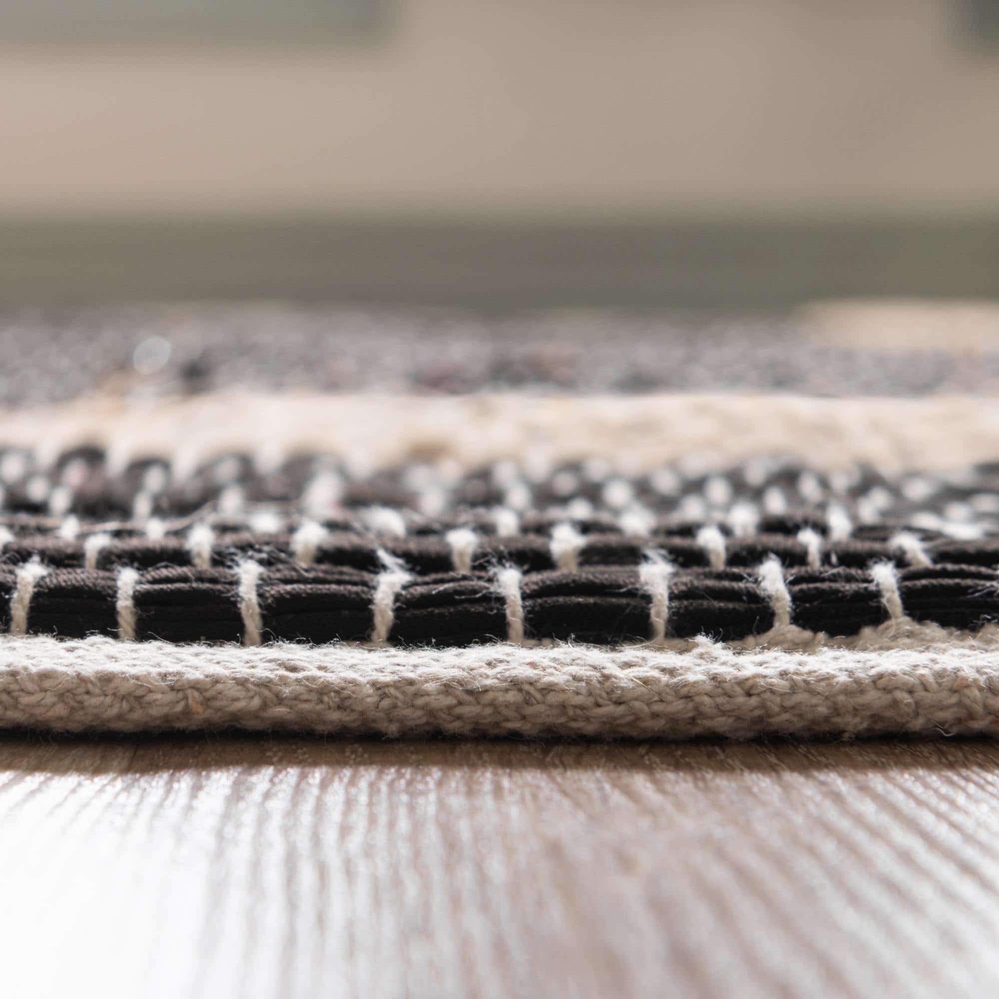Unique Loom Chindi Jute Collection 8' x 11' Rectangle Area Rug in Black & Navy Blue - Boho Chic Living Room Decor, Bedroom Accent Rug for Home & Office
