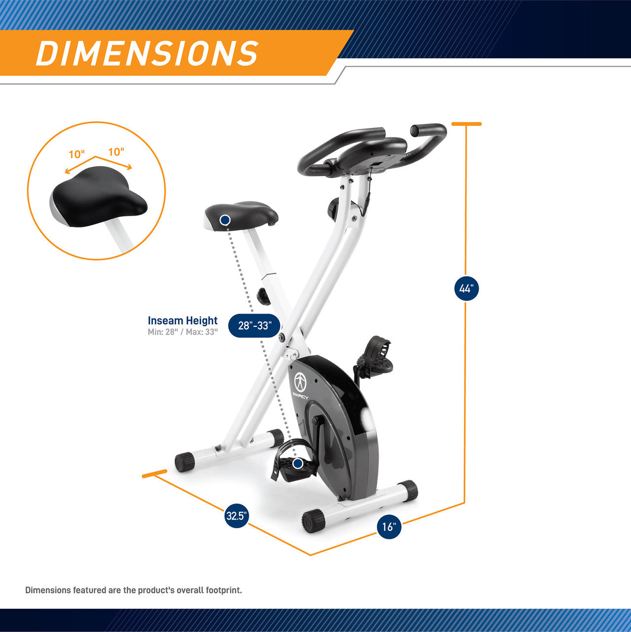 Marcy NS-652 Foldable Upright Exercise Bike for Home Gym - Compact Cardio Workout Equipment for Small Spaces | Perfect for Apartment, Office & Indoor Cycling Training