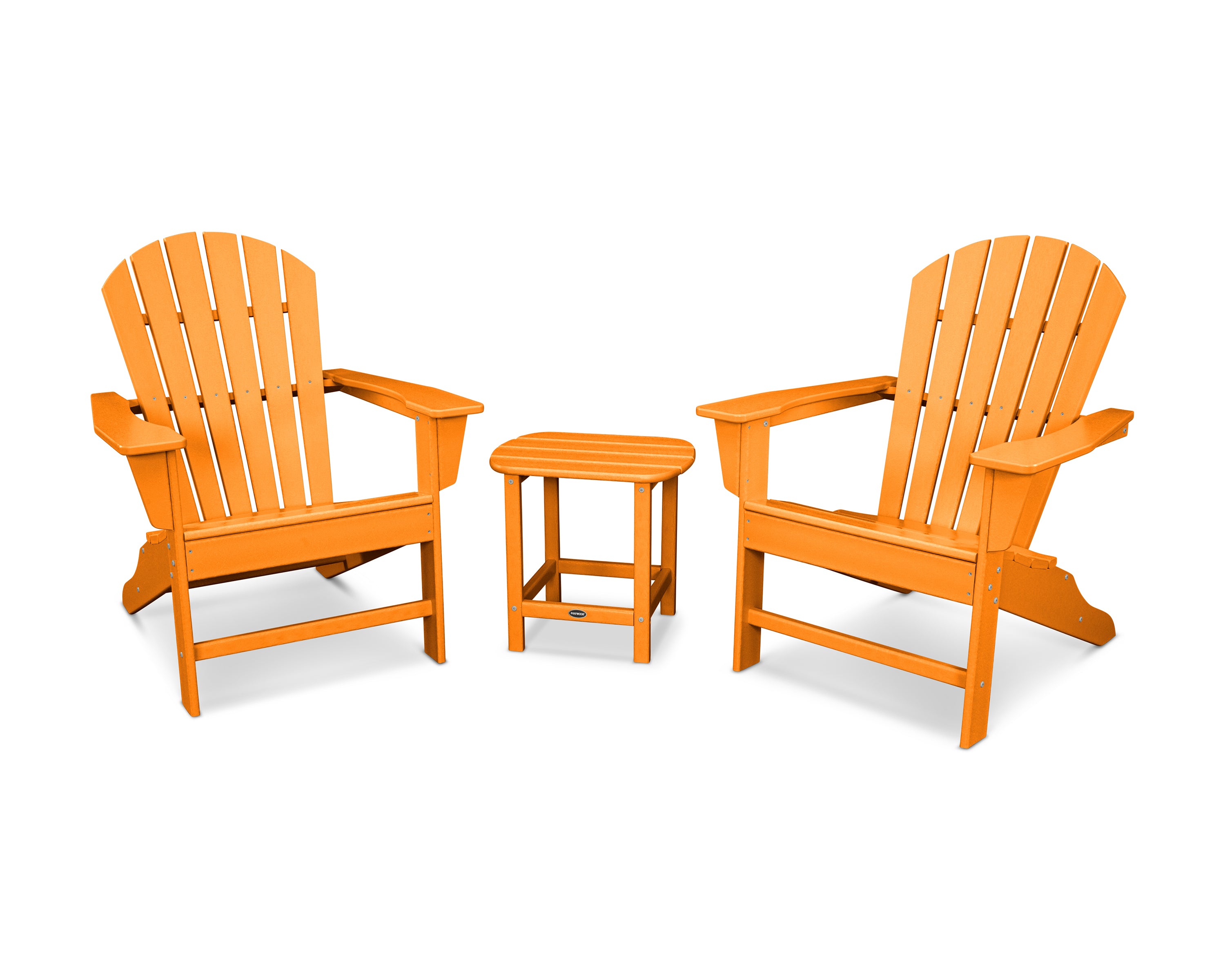 POLYWOOD South Beach Adirondack 3-Piece Outdoor Patio Furniture Set - Durable All-Weather Resin Chairs & Table for Poolside, Garden, Deck, and Backyard Relaxation