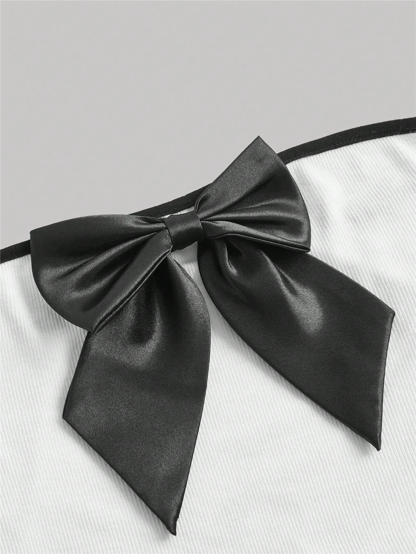 Milumia Women's Color Block Strapless Tube Top with Bow Knot - Y2K Bandeau Crop Top | Trendy Going Out Tees 2024 | Perfect for Parties, Concerts & Summer Outfits
