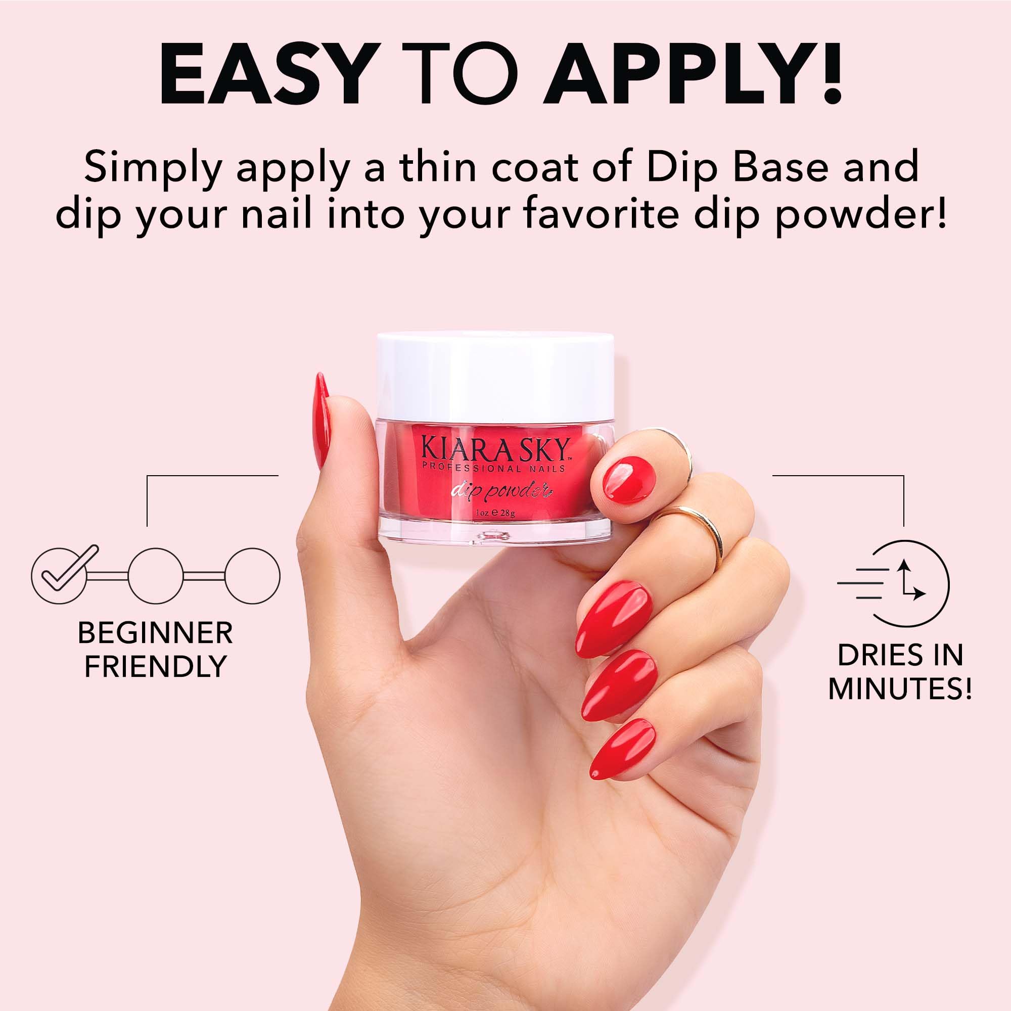 Kiara Sky Long Lasting Dip Powder Nails - I'm Not Red-E Yet (1 oz) | Vibrant Red Nail Dip for Salon-Quality Manicures at Home | Perfect for Parties, Weddings & Special Occasions