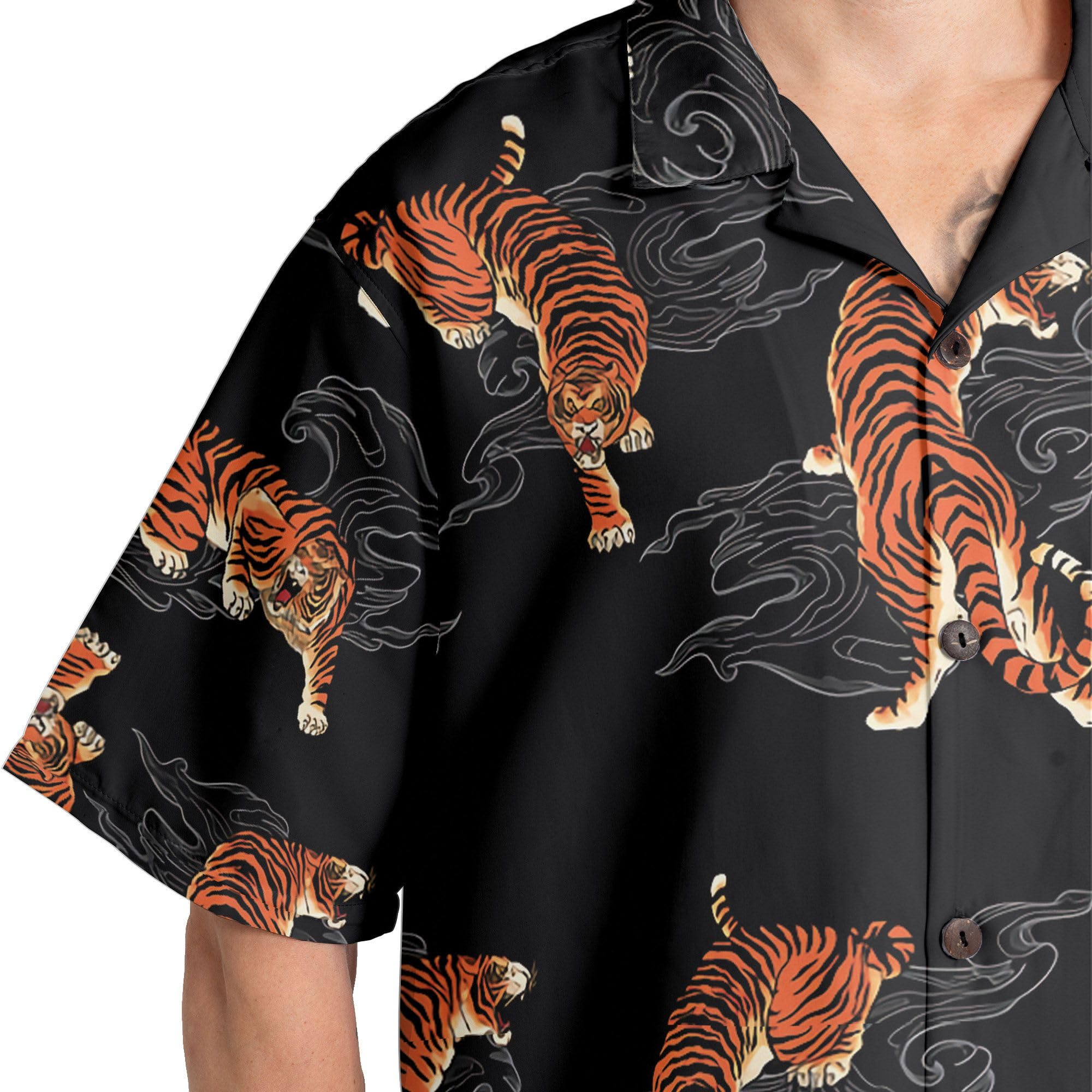 HYPERFAVOR Men's Tiger Hawaiian Shirts - Short Sleeve Casual Tropical Print Shirt for Men | Unique Gift Idea for Animal Lovers | Perfect for Beach Parties, Summer Vacations & Casual Outings