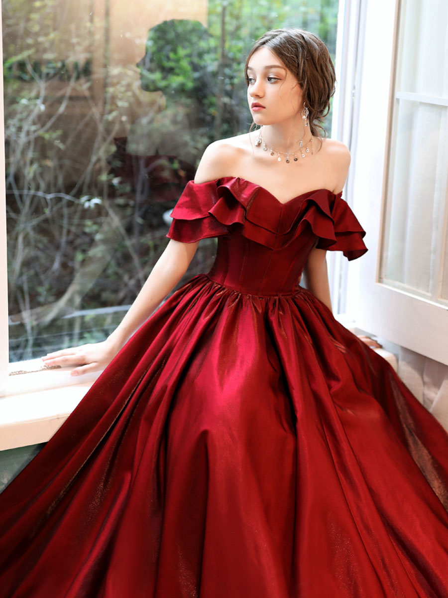 Elegant Burgundy A-Line Satin Long Prom Dress for Bridesmaids - Perfect for Weddings, Formal Events & Evening Parties
