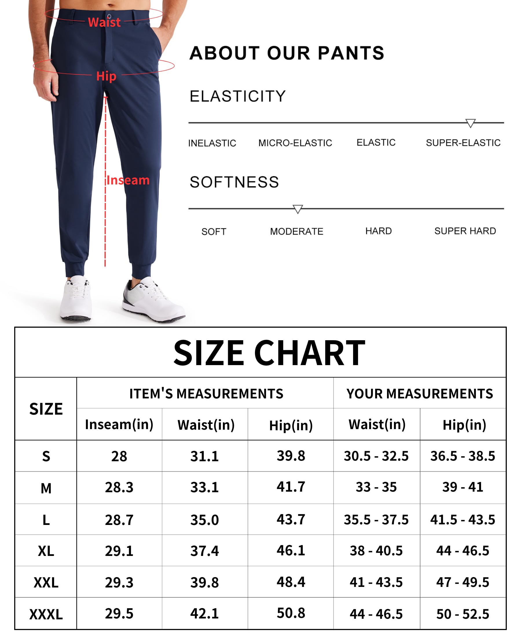 Libin Men's 4-Way Stretch Golf Joggers with Pockets - Slim Fit Work Dress Pants & Athletic Casual Sweatpants for Men | Perfect for Golf, Office, Gym & Everyday Wear