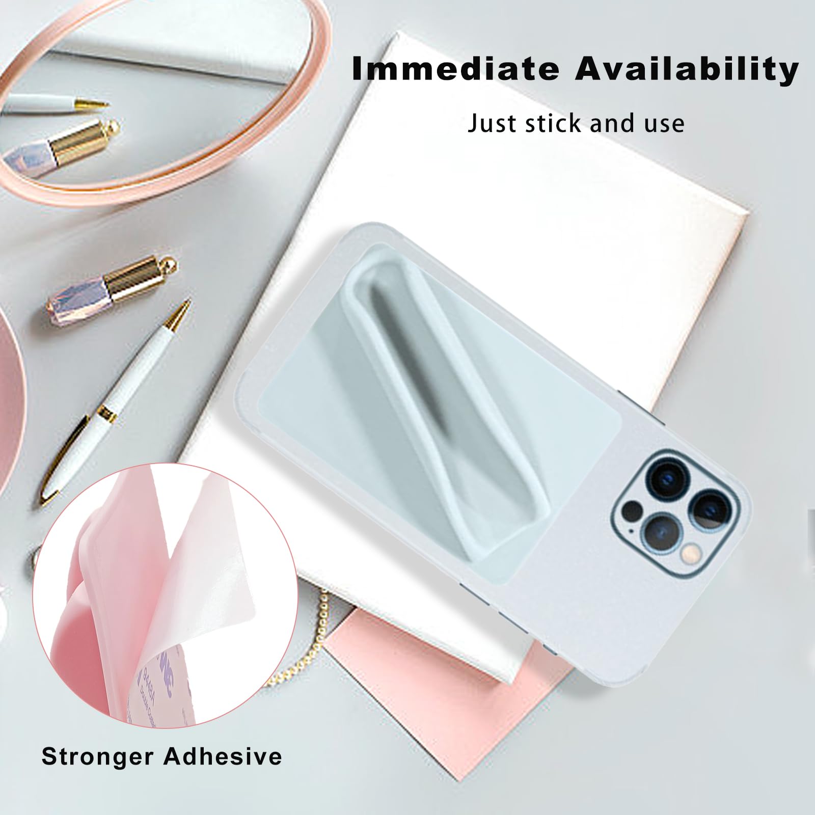 Silicone Lipstick Holder for Phone Case - Stick On Lip Gloss & Lip Balm Holder for iPhone & Android - Non-Slip Design (Grey) - Perfect for Makeup Touch Ups On The Go