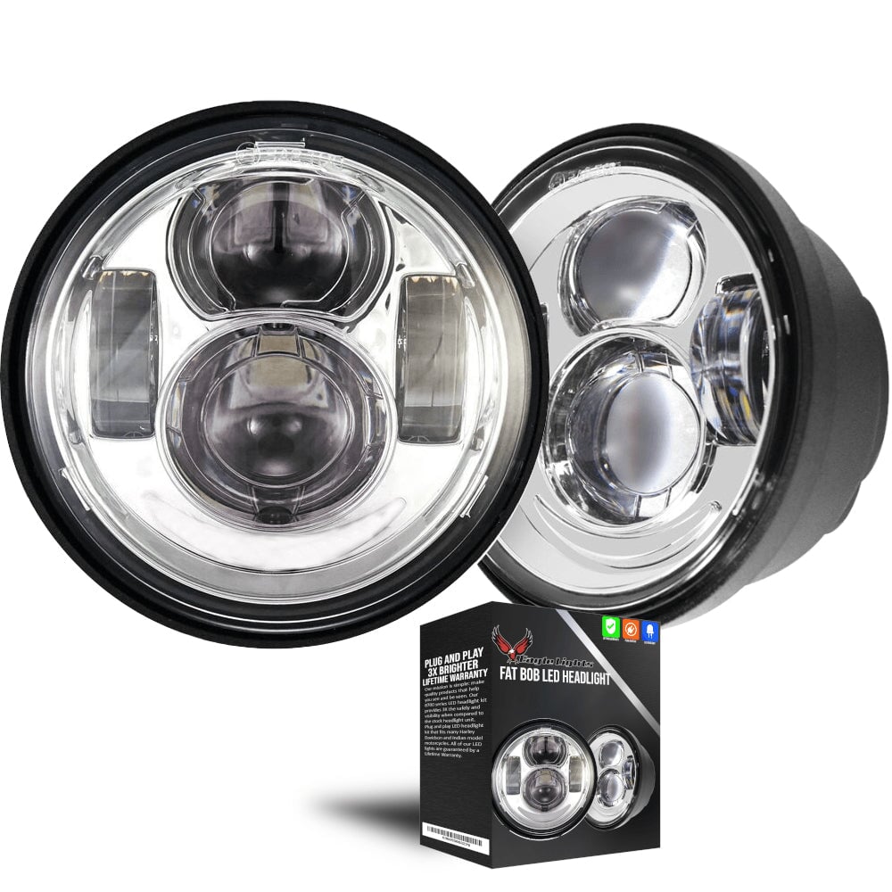 Eagle Lights Dual LED Headlight Kit for 2008-2017 Harley Davidson Fat Bob Models - High Performance Motorcycle Lighting for Night Riding & Enhanced Visibility