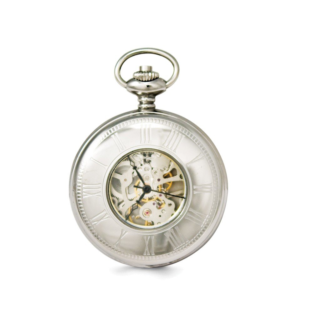 Jewels By Lux Swingtime Stainless Steel Mechanical Pocket Watch - Vintage Style Men's & Women's Pocket Watch for Formal Events, Weddings & Collectors
