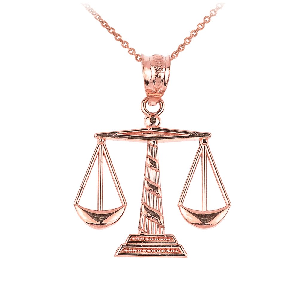 14K Rose Gold Scales of Justice Pendant Necklace - Elegant Lawyer Gift, Dainty Jewelry for Women, Perfect for Courtroom, Graduation & Professional Occasions