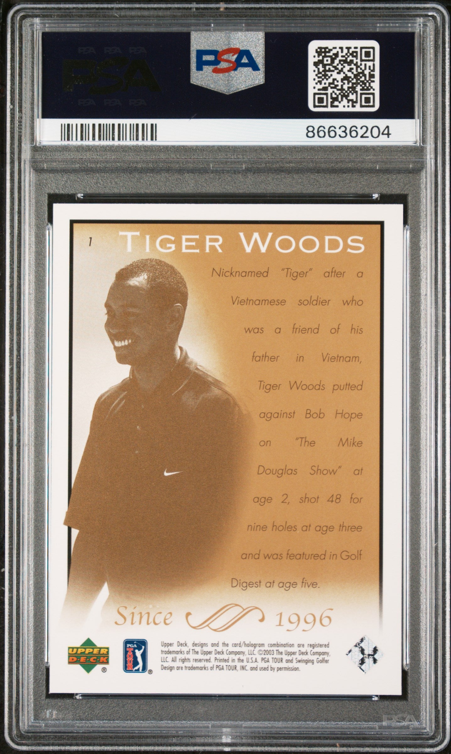2003 Upper Deck Golf Tiger Woods #1 PSA 10 Graded Card - Rare Collectible for Sports Memorabilia & Golf Fans - Perfect for Display, Investment, or Gifting