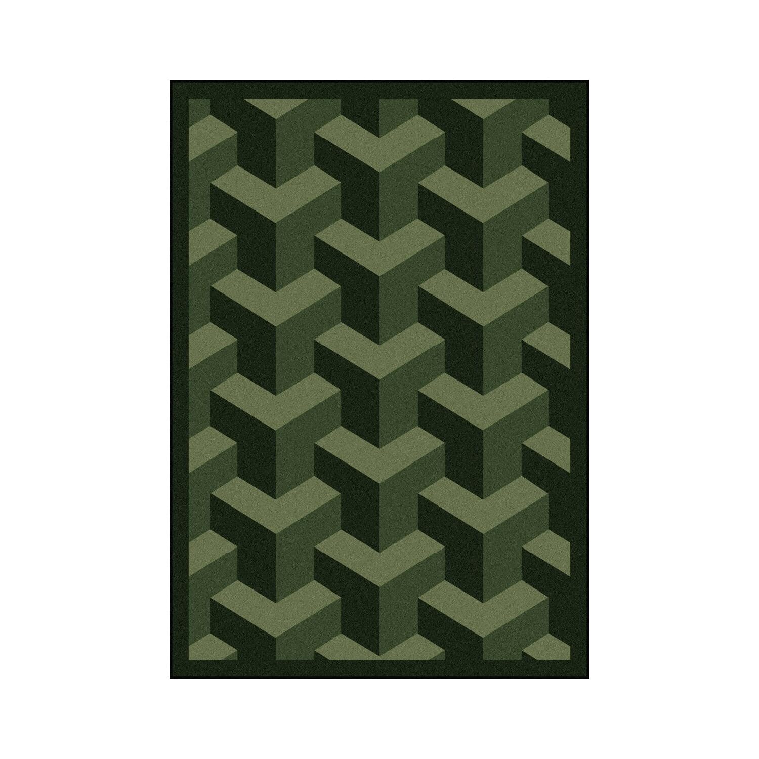 Joy Carpets Kaleidoscope Rooftop Whimsical Area Rugs - Emerald Green Modern Kids Playroom Rug, Non-Slip Soft Floor Mat for Nursery, Bedroom & Play Areas