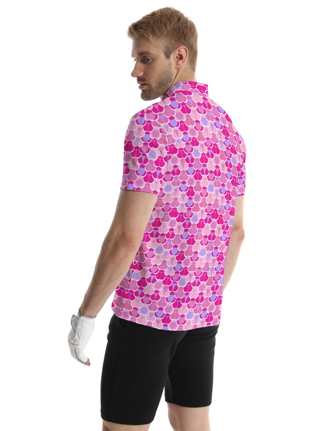Funny Hawaiian Golf Polo Shirts for Men - 80s Retro Beach Style for Summer Golfing