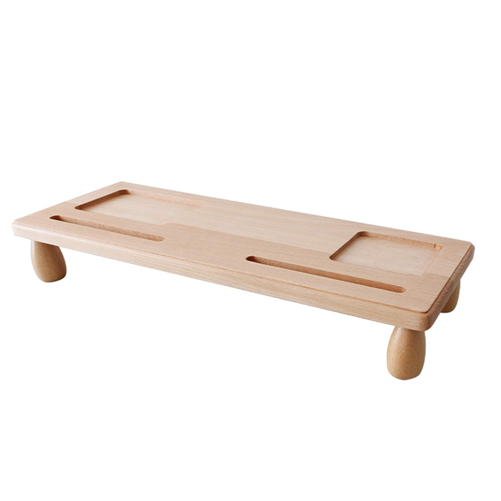 LXUXZ Wooden Monitor Stand with Phone Holder & Storage Organizer - Adjustable Riser for Laptops, Desktops - Perfect for Home Office & Workspace Organization (Space-Saving Desk Accessory)