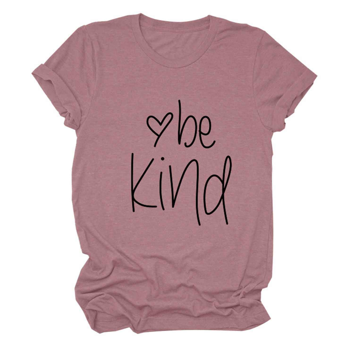 Women's Be Kind Graphic T-Shirt - Short Sleeve Casual Letter Print Top for Summer | Cute Blouse for Everyday Wear, Outings & Gifts