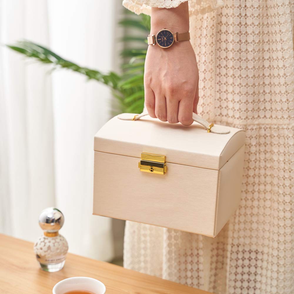 Lockable Jewelry Box with 2 Drawers - Elegant Jewelry Organizer for Women | Perfect for Travel, Home Storage & Gift Giving