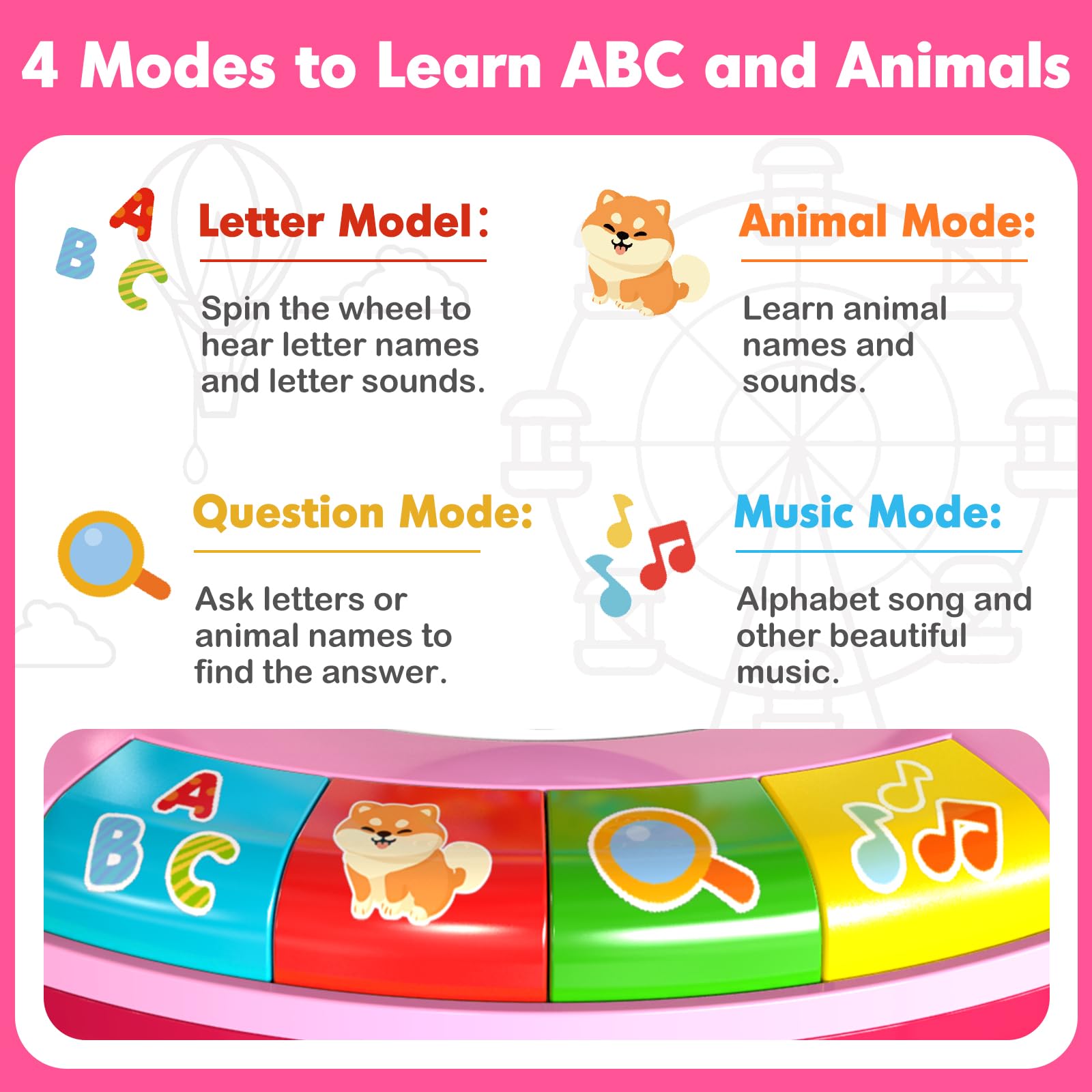 Musical Alphabet Zoo Toy for Toddlers 1-3 Years - Educational Gift for Boys & Girls - Perfect for Christmas & Birthdays