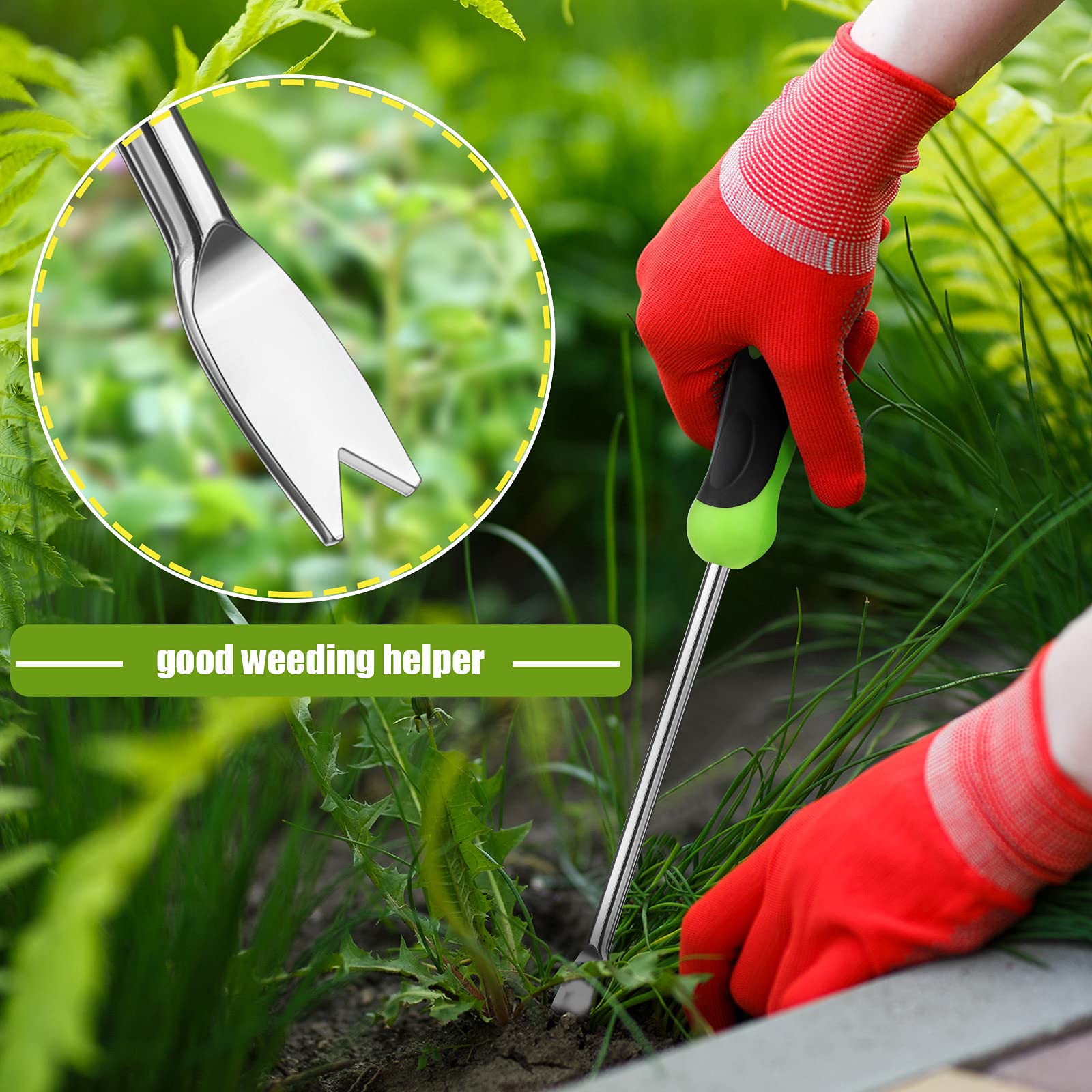 Stainless Steel Hand Weeder Tool - 2 Pronged Garden Fork with Ergonomic Handle for Weeding, Lawn Care & Farmland Transplanting (2-Piece Set) - Perfect for Home Gardening, Landscaping & Professional Farm Use