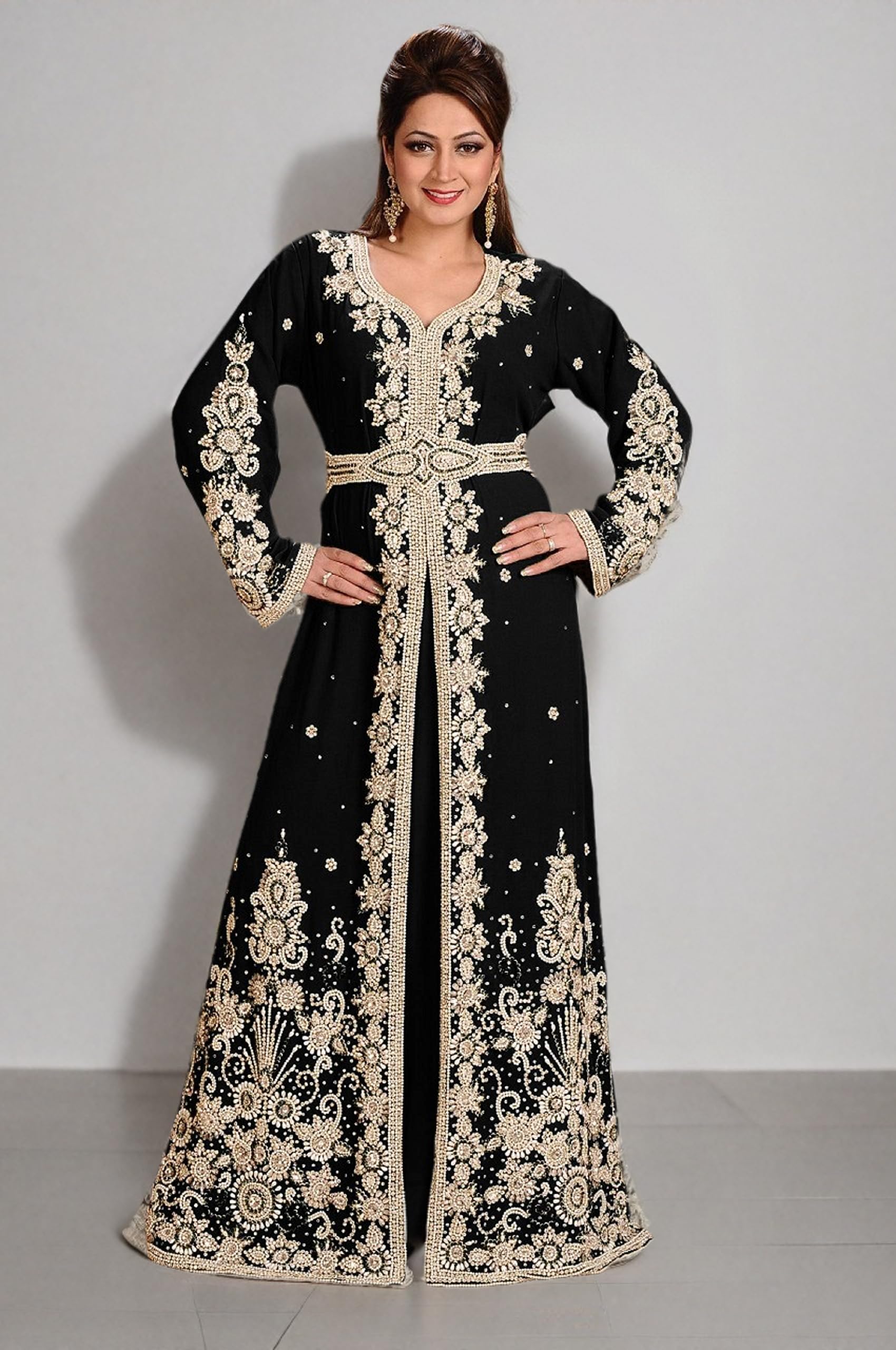 Elegant Kaftan Evening Gown - Women's Flowy Cocktail Dress for Parties, Weddings & Special Occasions | Plus Size Options Available