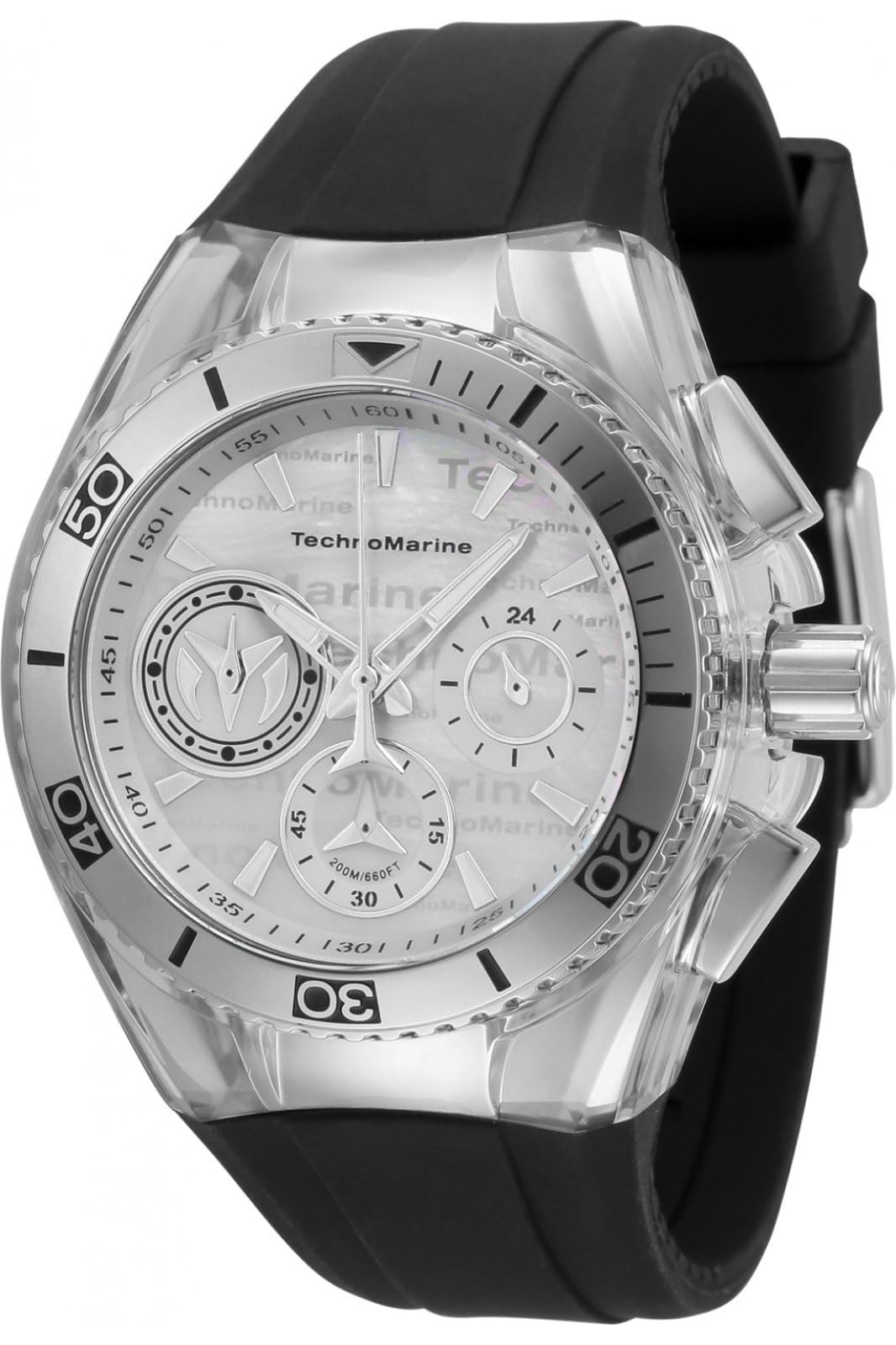Technomarine Cruise California Women's Stainless Steel Quartz Watch with Silicone Strap - Waterproof Black Dial Watch for Women, 26.25mm Case (Model TM-120027) - Perfect for Casual Wear, Beach Activities & Everyday Fashion