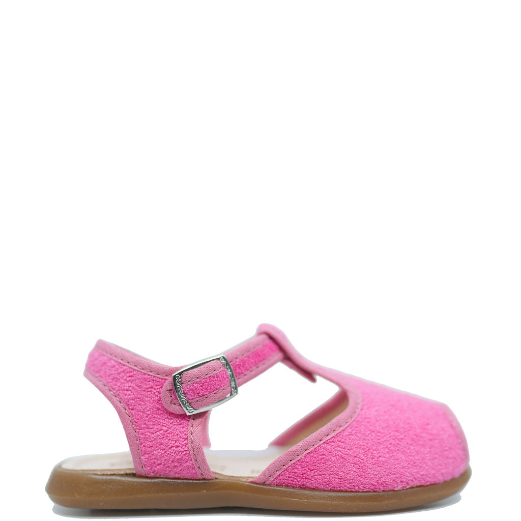 Pepe Pink Terry T-Strap Sandals for Women - Soft & Comfortable Summer Beach Slides - Perfect for Poolside, Vacation, and Casual Outings