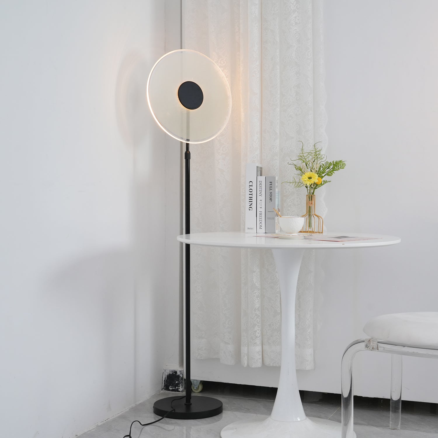 Luxora Modern Floor Lamp with Adjustable Brightness - Tall Standing Light for Living Room, Bedroom & Office - Dimmable LED Reading Light with Remote Control