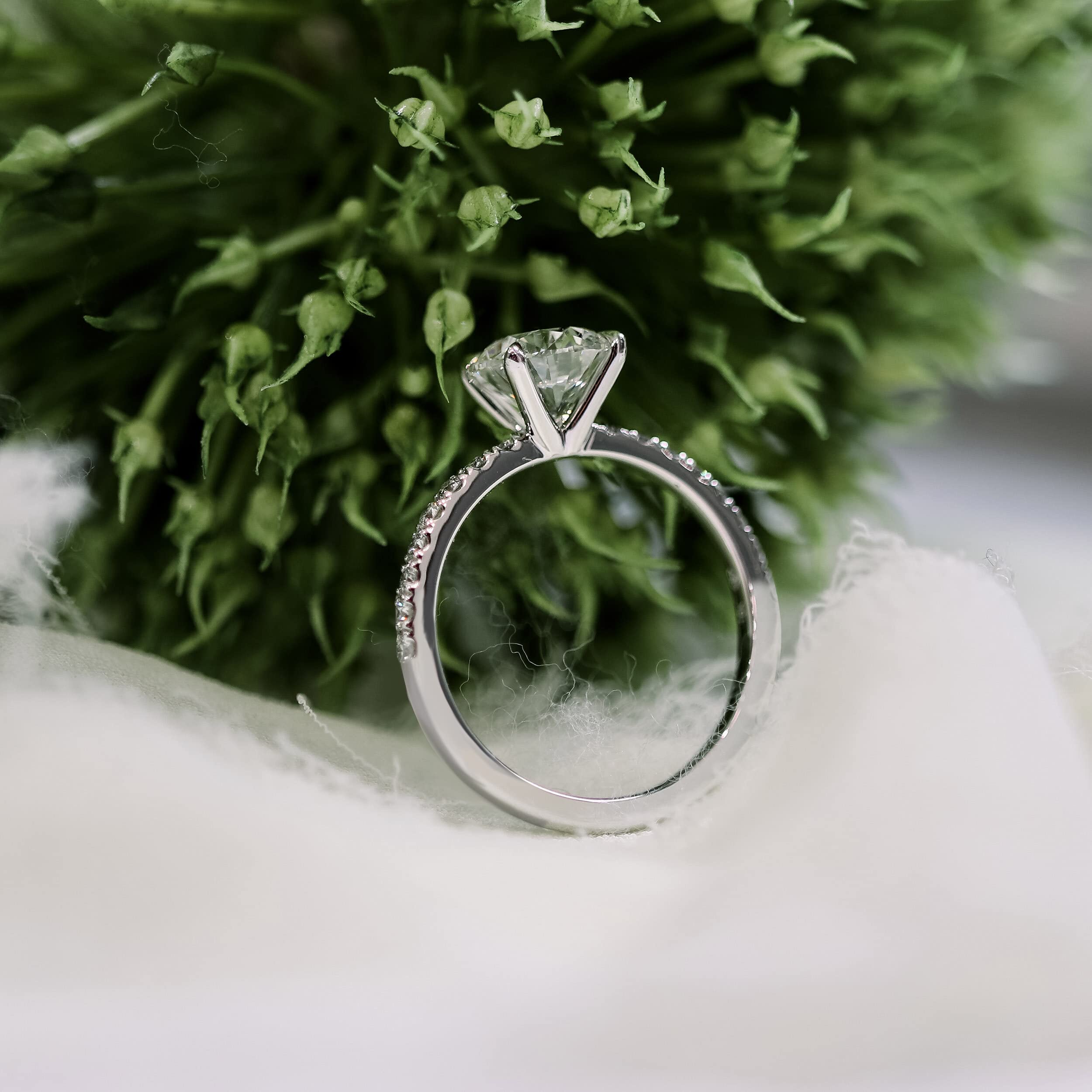 2 CT Moissanite Engagement Ring for Women - Platinum Plated Silver Wedding Band, Promise Ring, Anniversary Gift (Perfect for Proposals, Valentine's Day & Special Occasions)