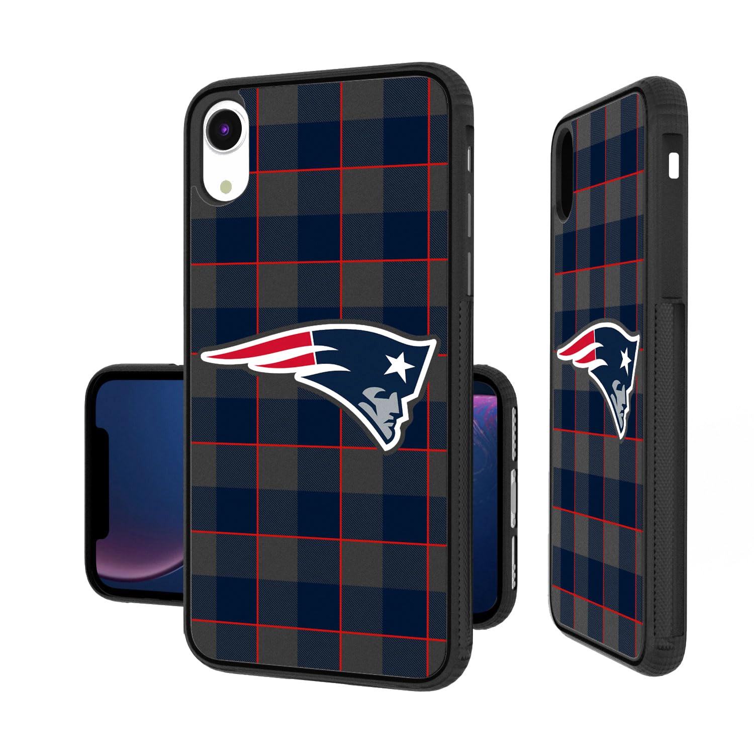 New England Patriots iPhone Case - Plaid Design Bumper Cover for iPhone 13/14/15 Pro Max - Protective Shockproof Phone Case for Football Fans & Sports Enthusiasts - Perfect for Game Day, Tailgating & Patriots Pride