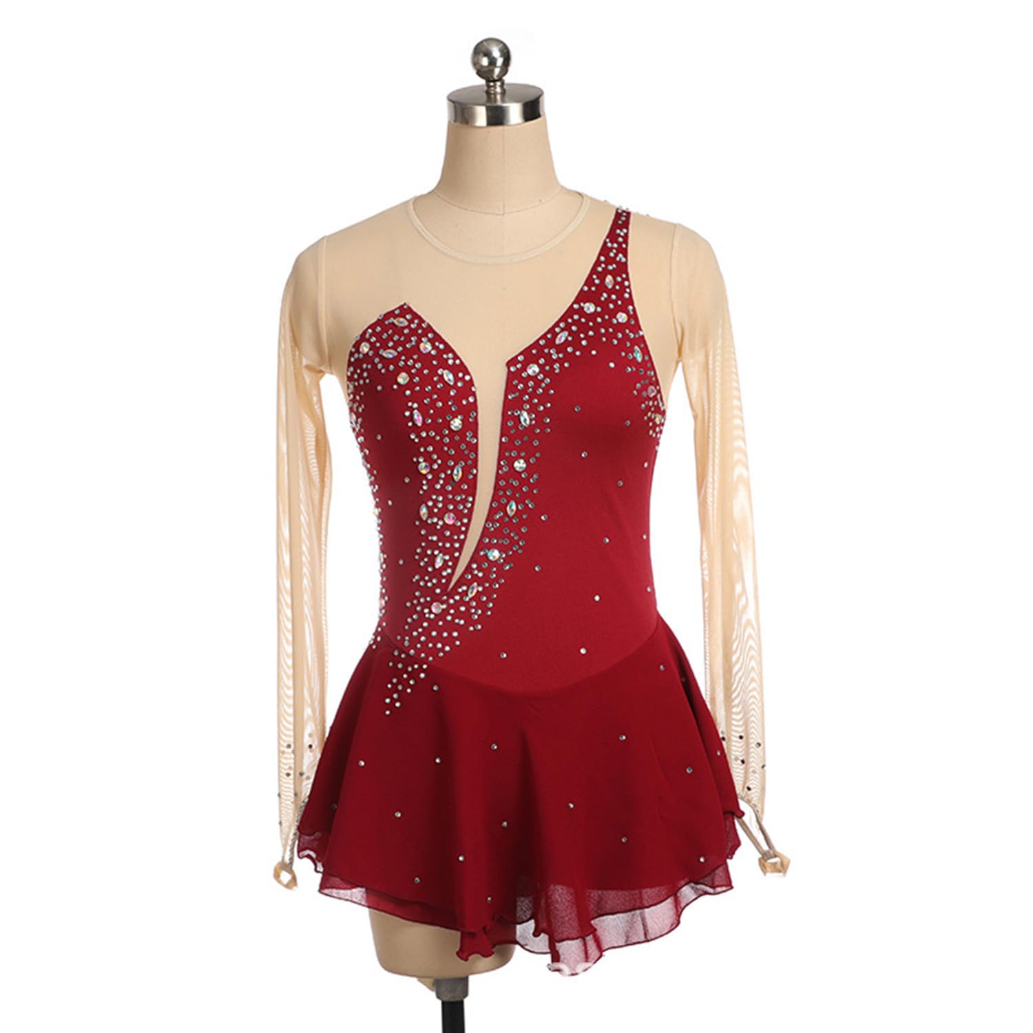 Women's Figure Skating Dress - Elegant Ballet & Lyrical Dance Costume with Long Sleeves for Ice Skating Competitions | Perfect for Performances, Recitals & Ice Shows