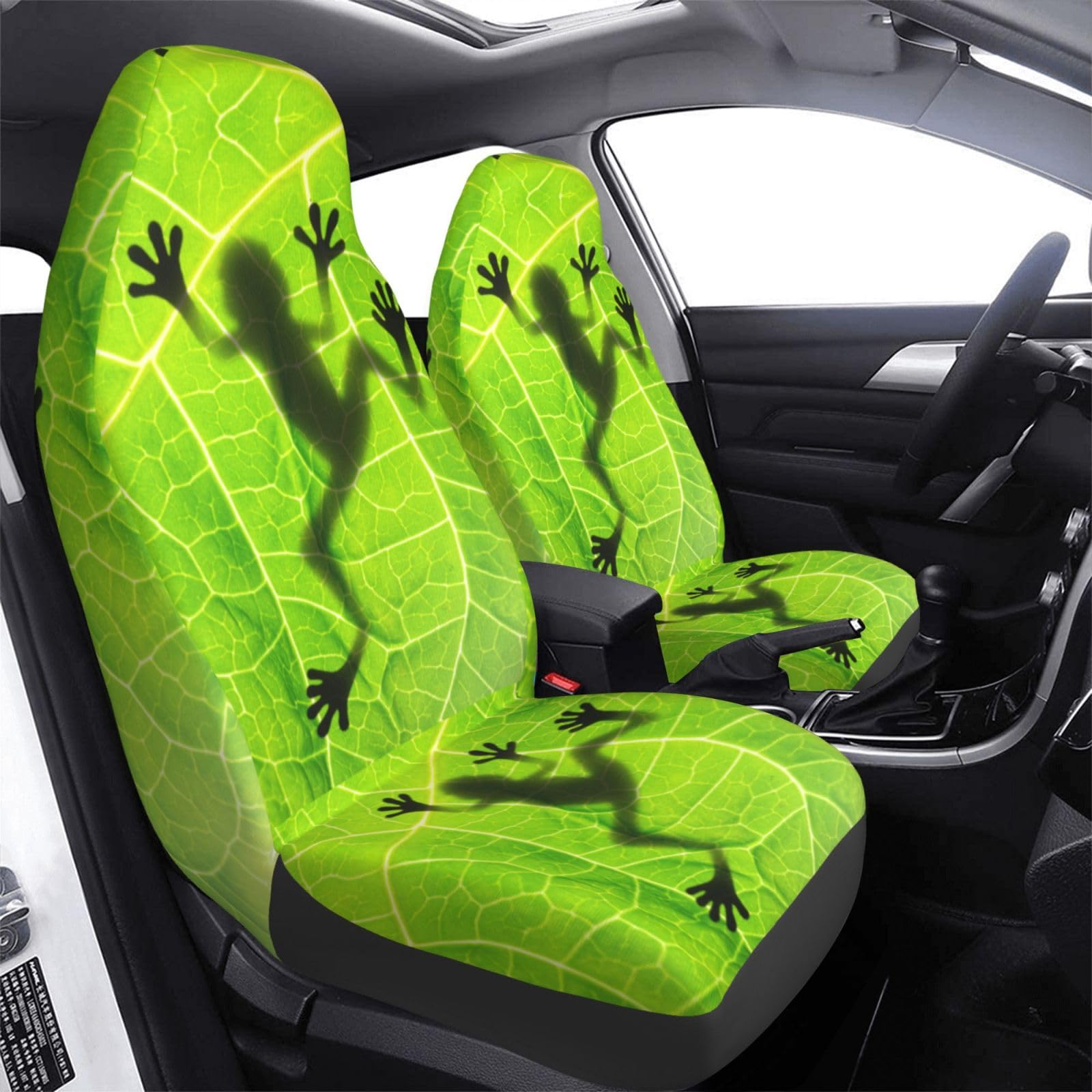 **Universal Frog Shadow Leaf Car Seat Covers (2-Piece Set) - Fits Most Cars, SUVs, Sedans & Trucks - Durable & Stylish for Daily Commute & Road Trips**
