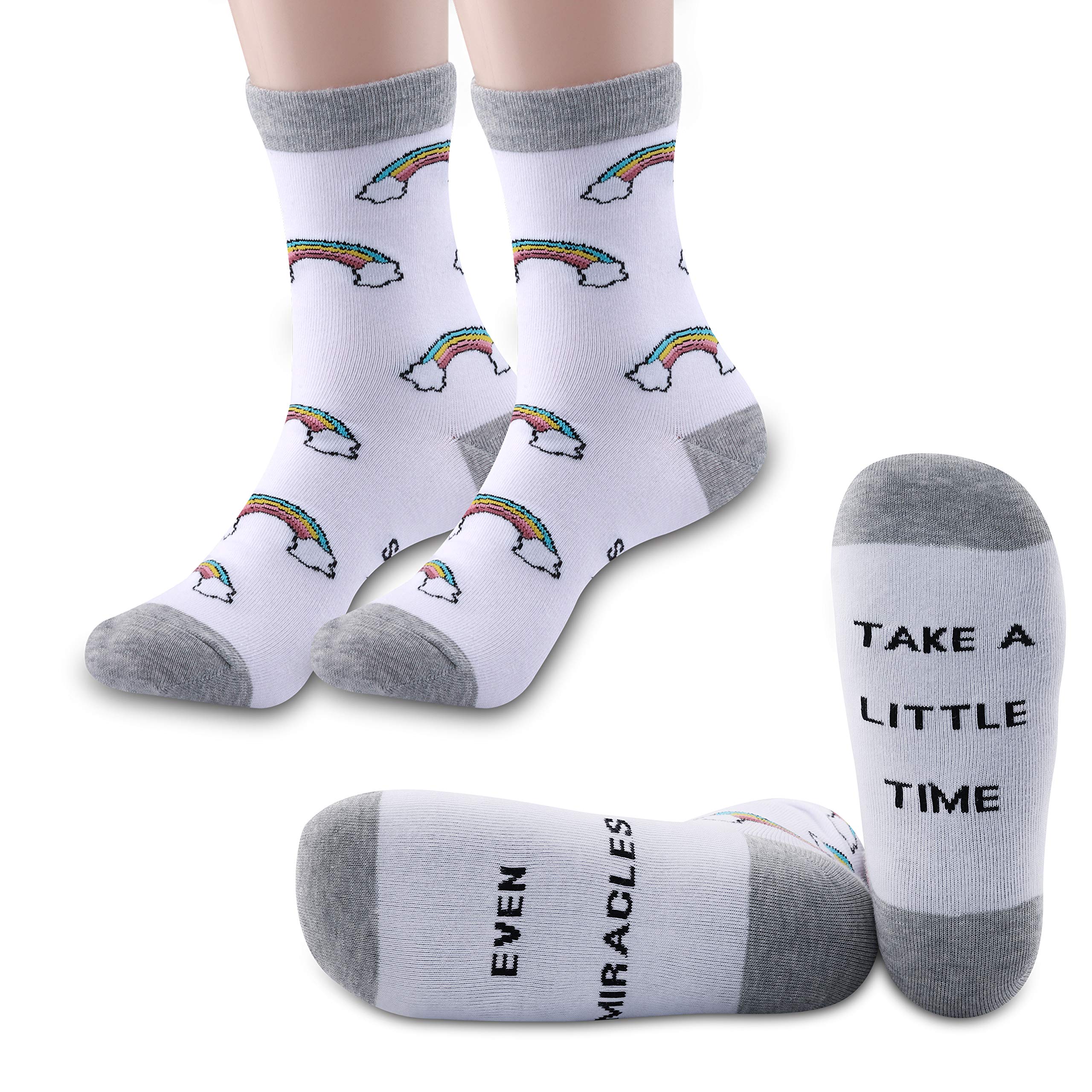 IVF/IUI Rainbow Baby Socks - Fertility Journey & Transfer Socks Gift Set - 'Even Miracles Take a Little Time' Inspirational Socks - Perfect for IVF Warriors, Pregnancy Announcements & Fertility Support