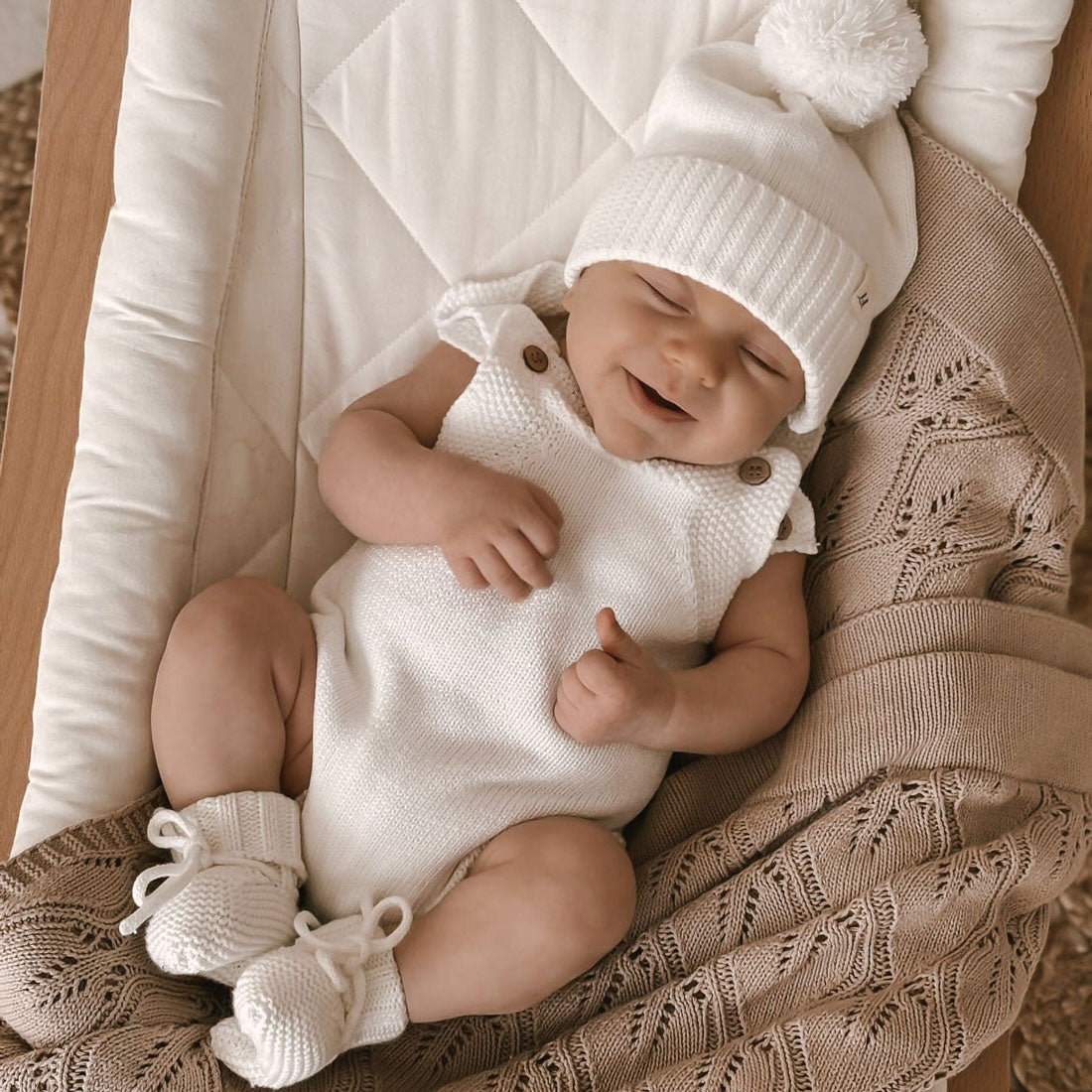 Luca Novelty Knit Romper for Baby Girls - Soft White Cotton Jumpsuit - Perfect for Photoshoots, Birthday Parties & Family Outings