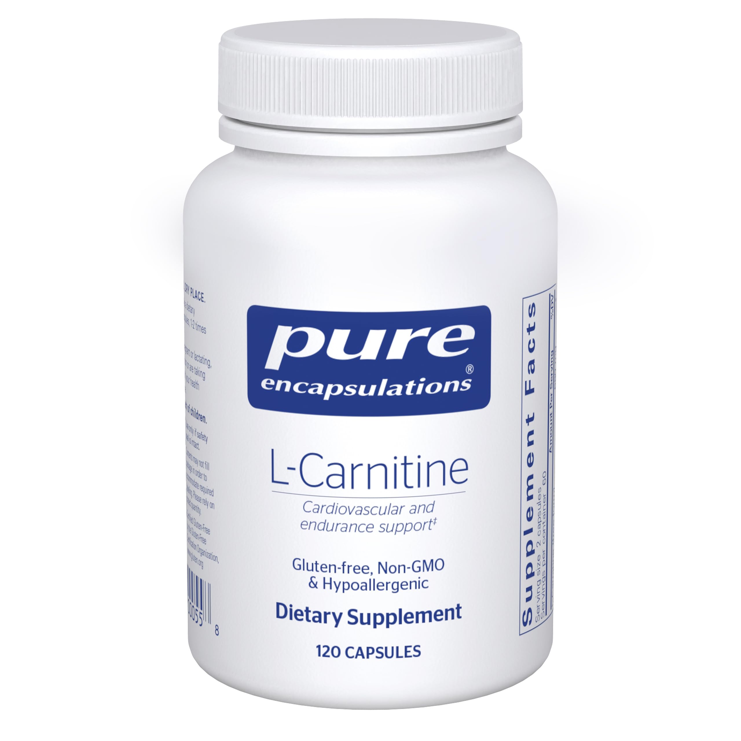 Pure Encapsulations L-Carnitine 120 Capsules - Hypoallergenic Cardiovascular & Endurance Supplement for Energy Metabolism - Supports Workout Performance & Heart Health | Ideal for Athletes & Fitness Enthusiasts