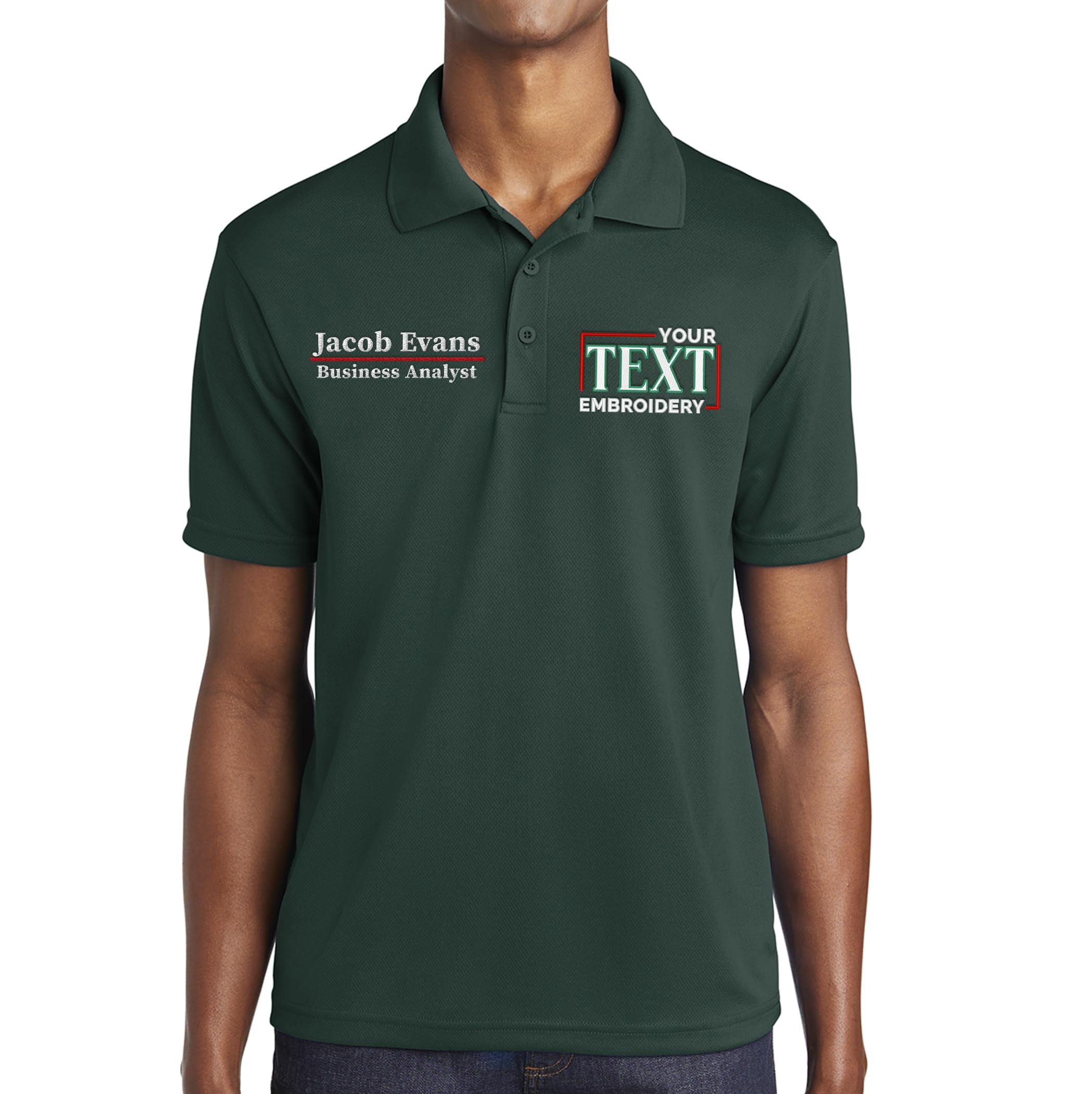 Custom Embroidered Men's Polo Shirt - Personalized Short Sleeve Golf Shirt with Name/Text - Perfect for Golf, Business Casual & Summer Outings