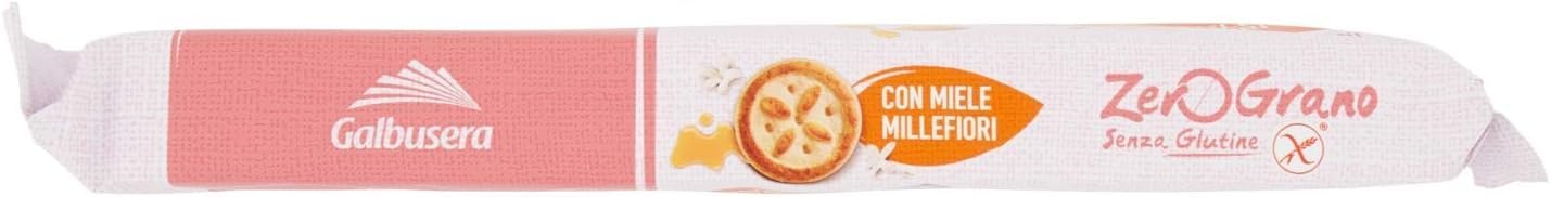 Galbusera ZeroGrano Gluten Free Biscuits with Wildflower Honey - Lactose Free, Gluten Free Italian Cookies (Biscotti Senza Glutine) - Perfect for Celiac Diet, Healthy Snacking & Coffee Time