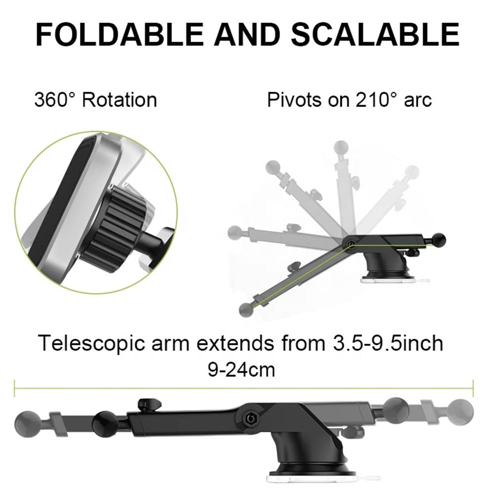 Strong Magnetic Phone Car Mount for Dashboard & Windshield - 360° Rotatable Phone Holder with 4 Powerful Magnets | Perfect for Hands-Free Navigation, Driving & Video Calls