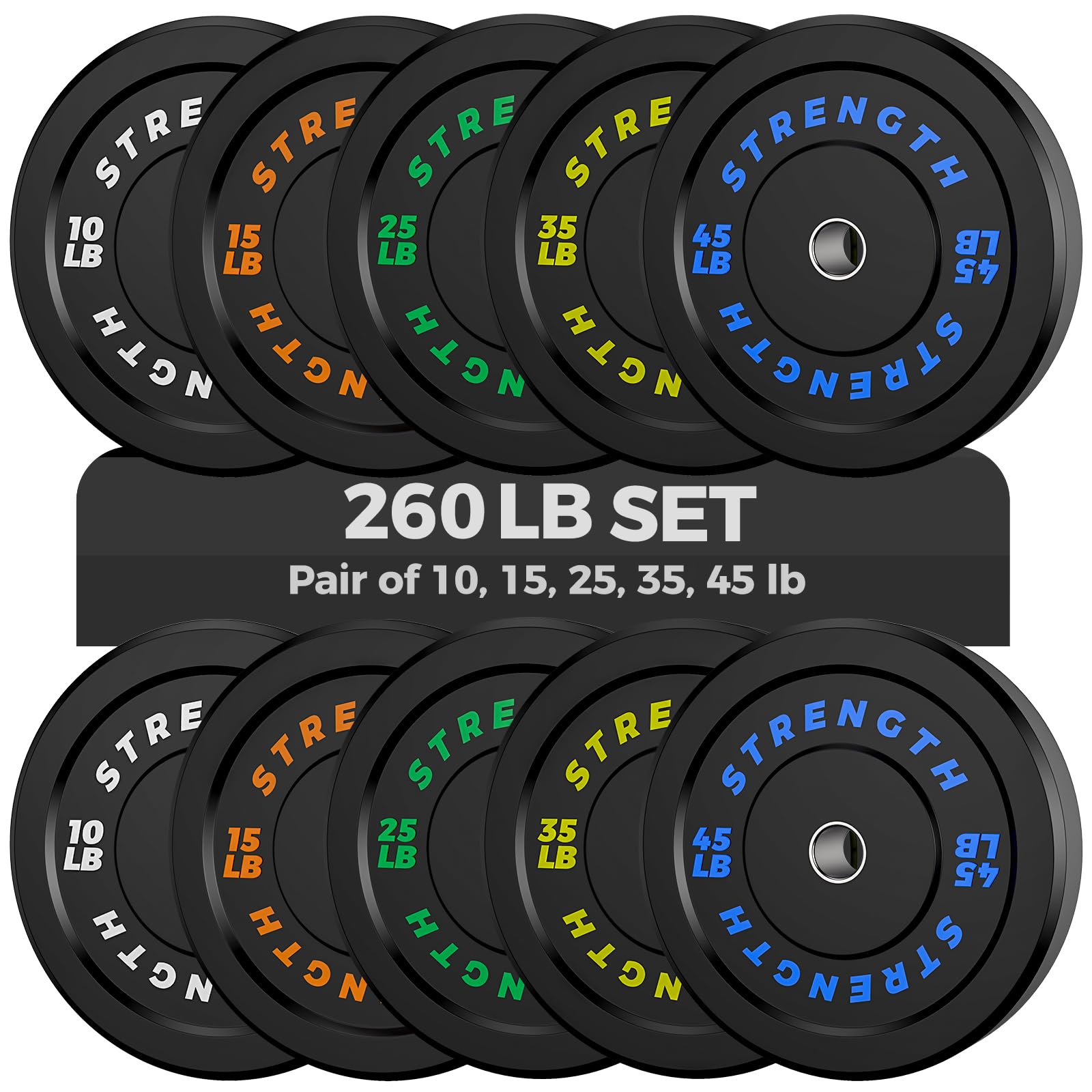 Olympic Rubber Bumper Weight Plates - 2 Inch Thick Durable Home Gym Equipment for CrossFit, Powerlifting & Strength Training - Perfect for Deadlifts, Squats & Functional Fitness Workouts