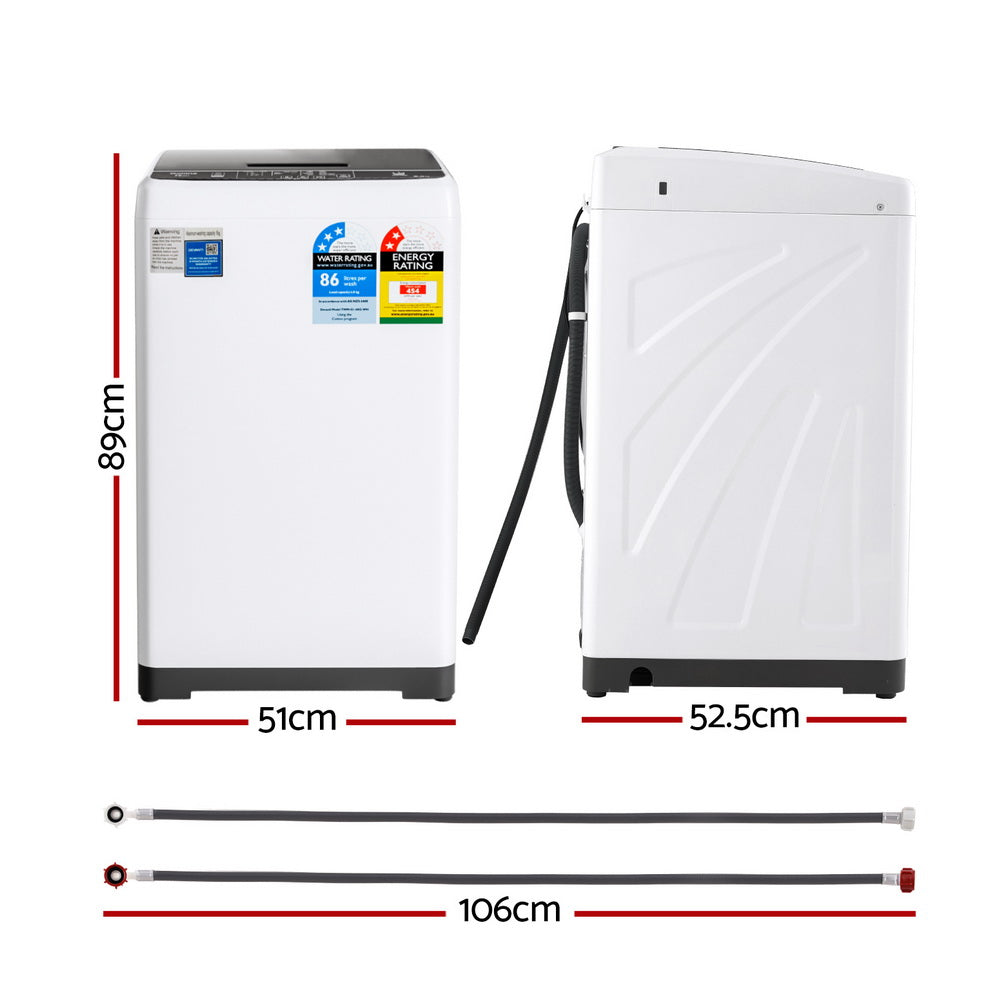 Devanti 6kg Top Load Washing Machine - Compact White Laundry Washer for Small Spaces | Perfect for Apartments, Dorms & RVs