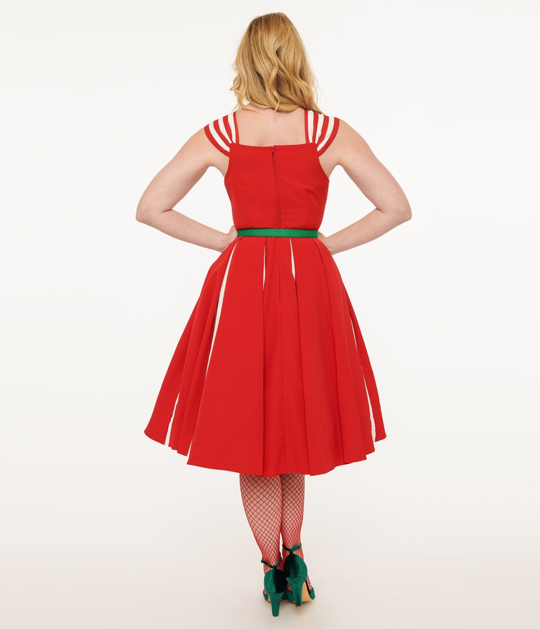 Vintage 1950s Red and White Striped Swing Dress - Retro Pinup Style for Women | Perfect for Cocktail Parties, Dances & 50s Themed Events