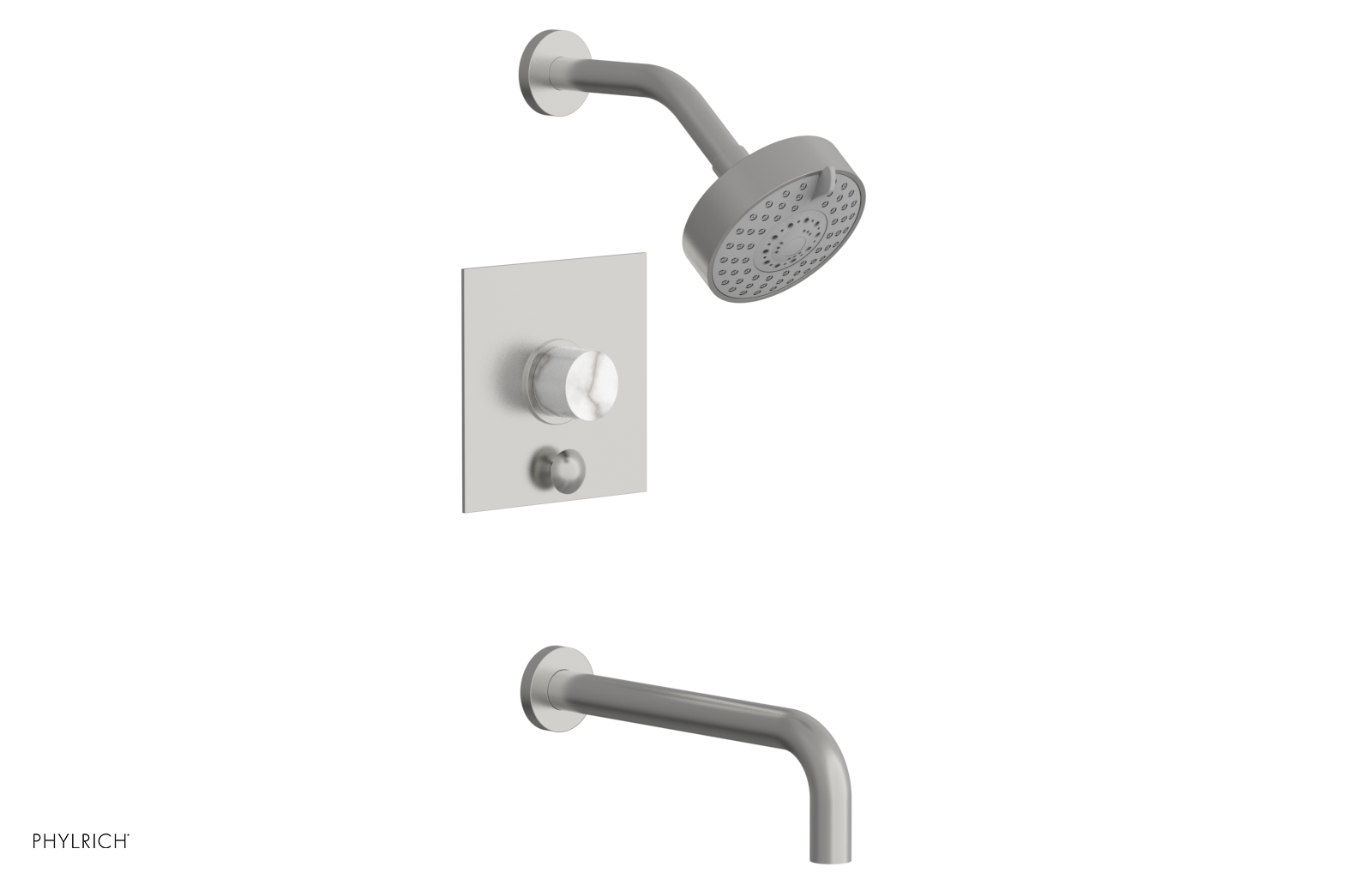BASIC II 10 Pressure Balance Tub and Shower Set - White Marble Finish, 230S 28 10 - Perfect for Modern Bathroom Renovations & Spa-Like Shower Experience