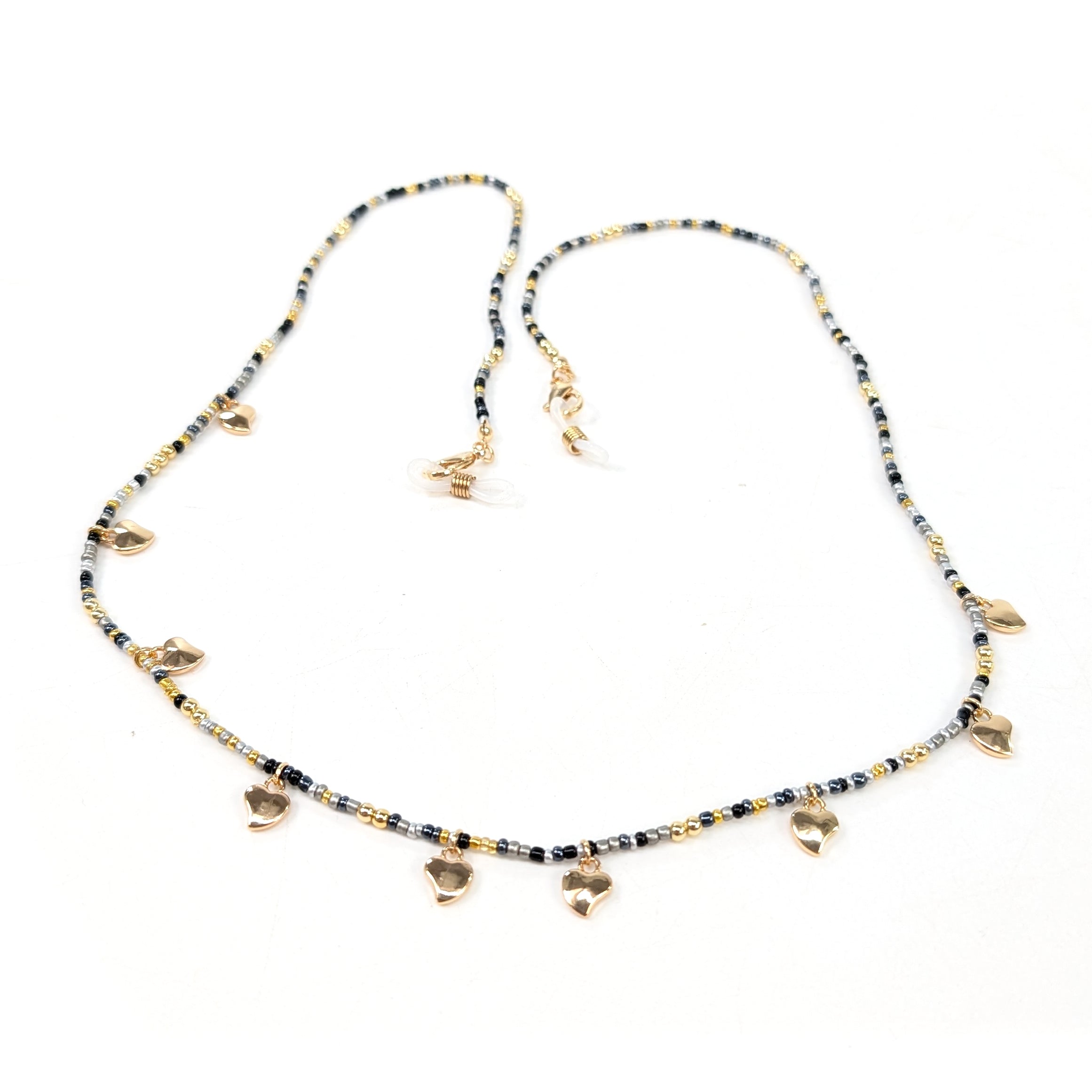 Black Heart Glasses Chain - Stylish Eyewear Holder for Women & Men - Perfect for Reading, Driving & Fashion Accessories