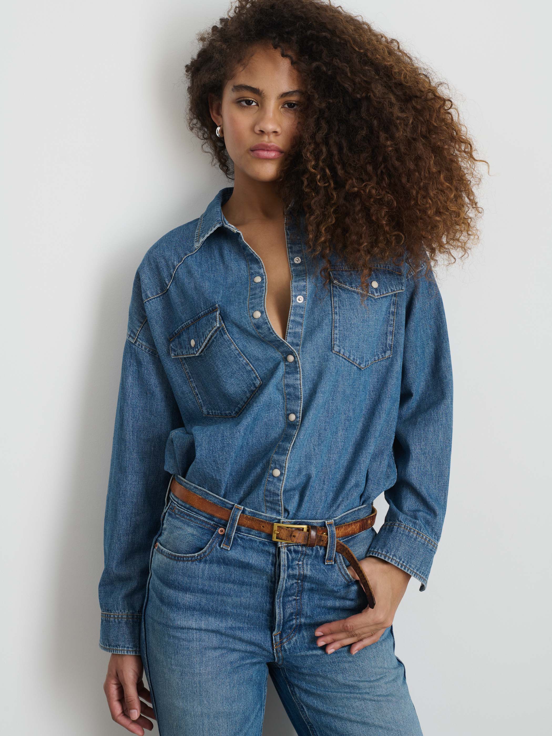 Santa Fe Denim Shirt for Men & Women - Casual Western Style Button Down Shirt for Outdoor Adventures & Country Music Festivals