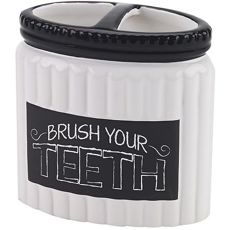 Avanti Linens Toothbrush Holder - Modern Bathroom Countertop Organizer with Non-Slip Base, Water-Resistant Design for Home & Travel (Chalk It Up Collection) | Perfect for Bathrooms, Vanities, Dorm Rooms & RV Use